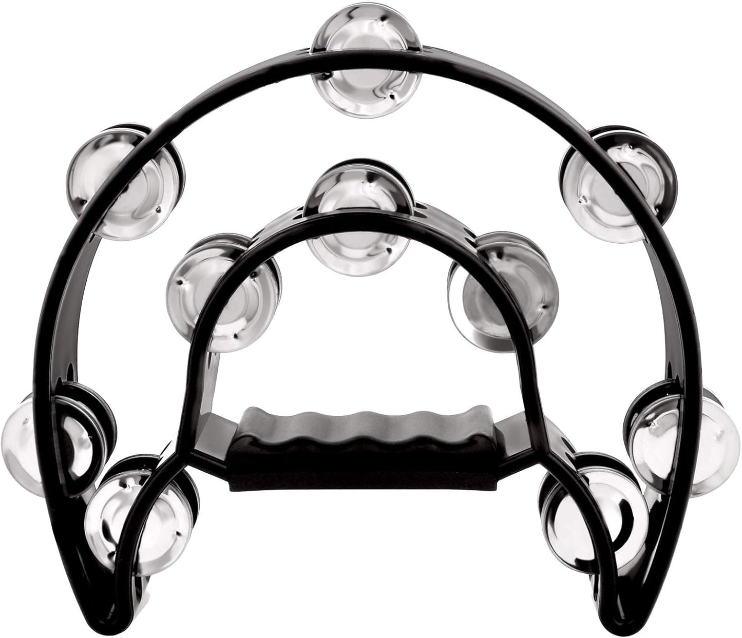EastRock Double Row Tambourine,Metal Jingles Hand Held Percussion-Half Moon Tambourine for Adults, KTV, Party Black