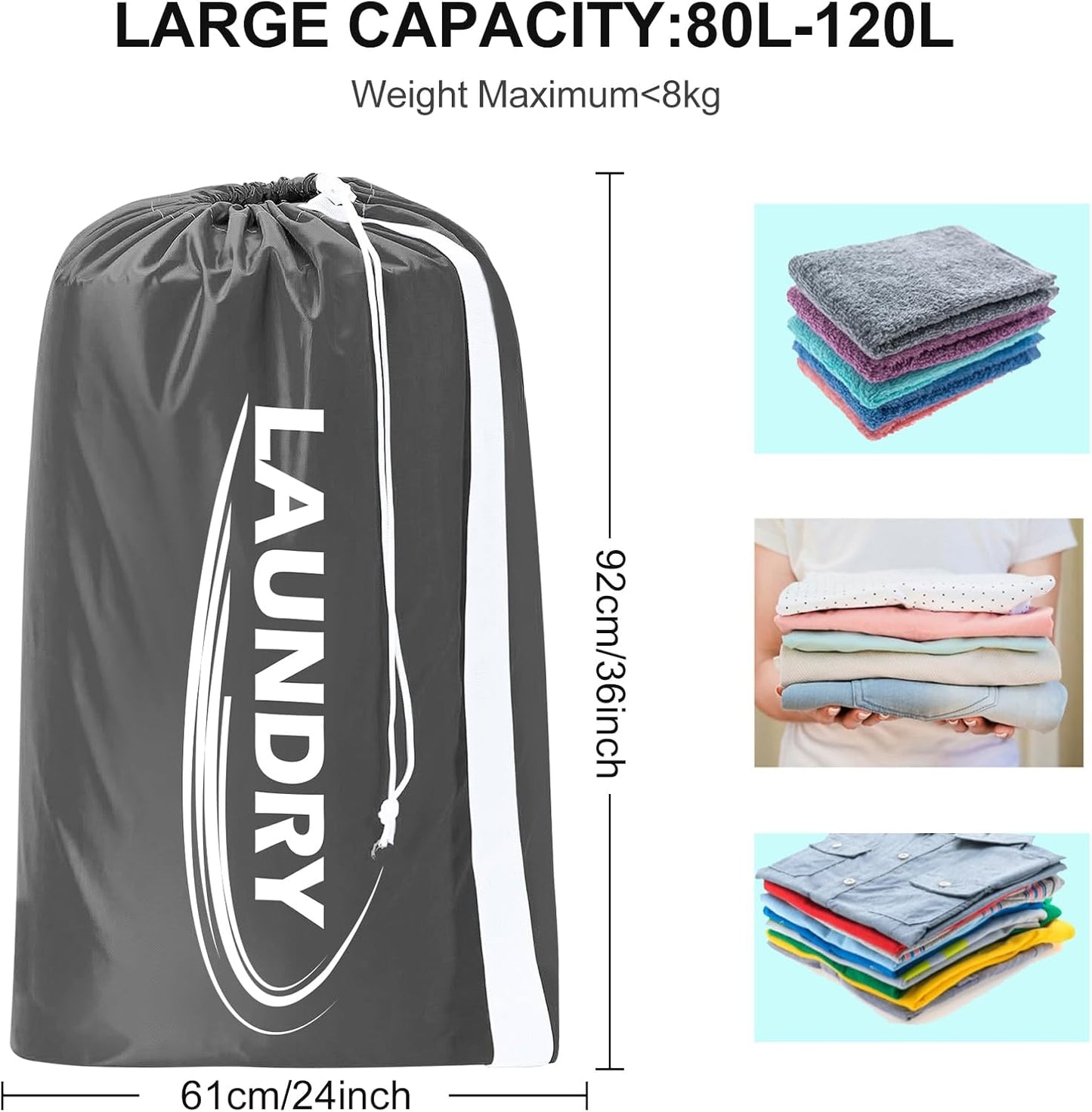 Sylfairy 2 Pack XL Laundry Bag with Strap,Heavy Duty Travel Laundry Bag,Rip-Stop Dirty Clothes Shoulder Bag with Drawstring,Easy Fit a Laundry Hamper or Basket Travel Essentials