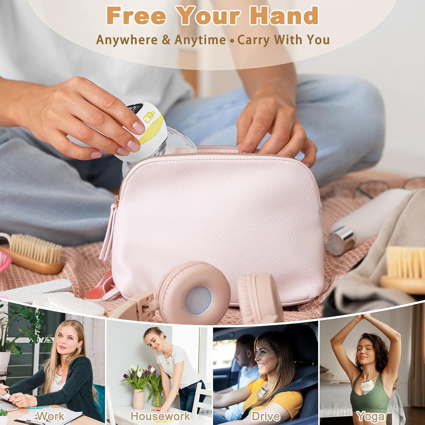 Breast Pump Hands Free, Wearable Breast Pump with 3 Modes & 9 Levels, Portable Wireless Electric Breast Pumps