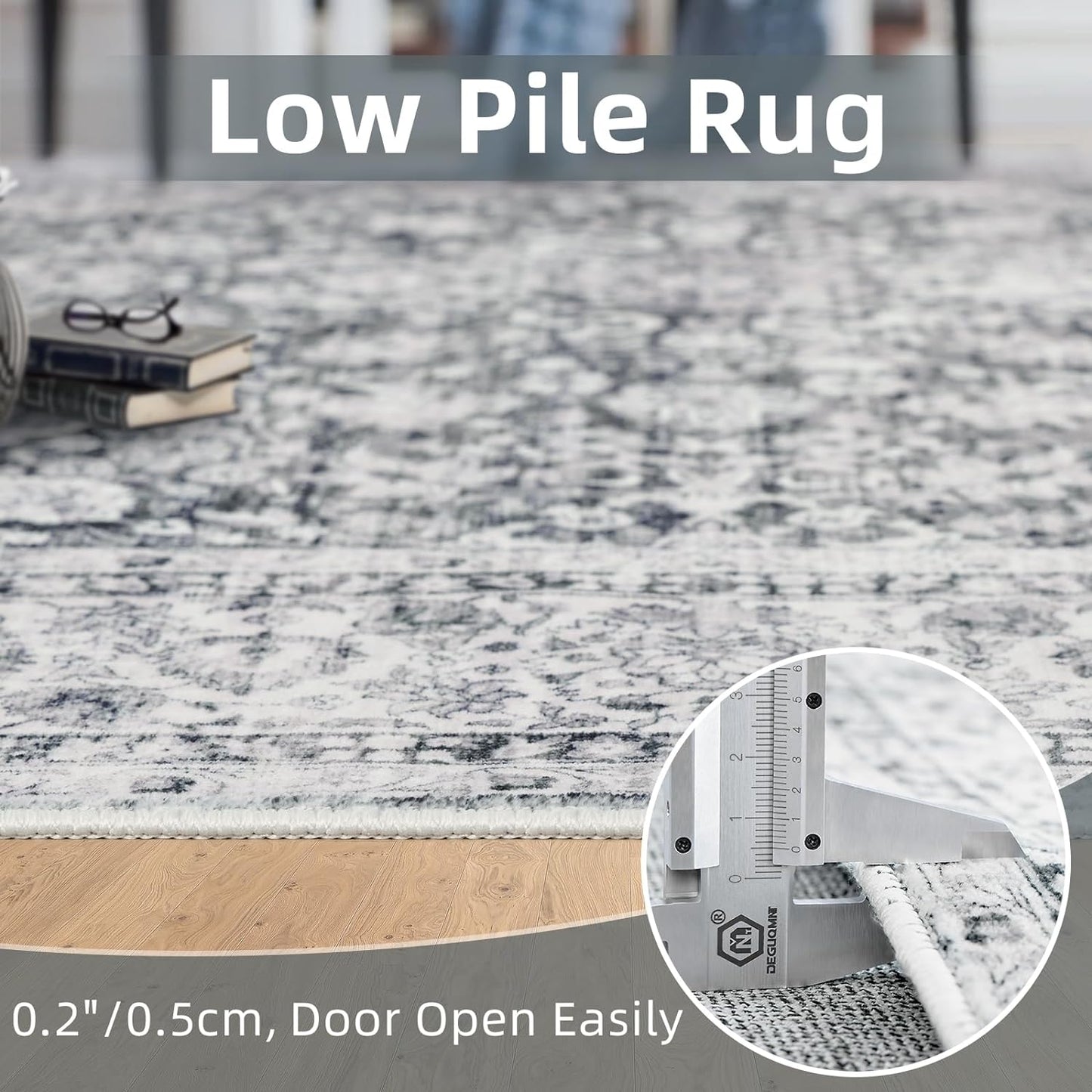Deerly 2x3 Rugs Grey Small Area Rugs for Bedroom Living Room Bathroom Kitchen, Entry Rug Small Soft Rugs Low Pile Non-Slip Rubber Backing Oriental Door Mat