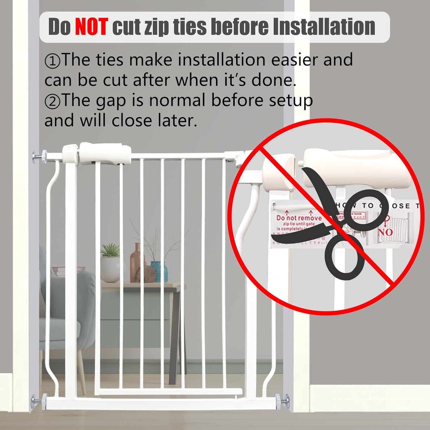 Extra Wide Baby Gate - 43.3-48 Inch Tension Mounted Safety Child & Pet Gate - White Metal - Walk Through - Long - for House Doorways & Stairs