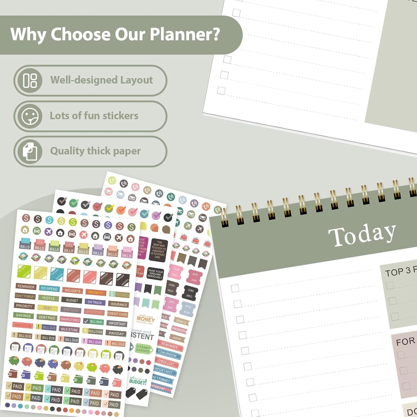 Weekly To Do List Notepad, Undated Planner with 52 Sheets (8.5''x11''), Desk Weekly Planner for Women & Man, Home School & Work (E-Green)