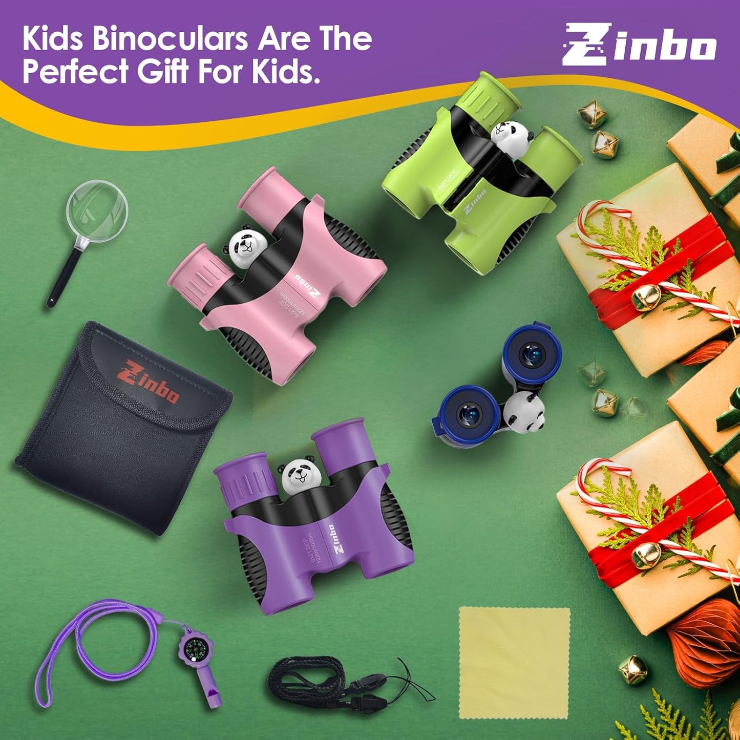 Binoculars for Kids, Toys for 3-12 Year Old Girls and Boys, Bird Watching Hiking 4 5 6 7 8 9 Year Old Girl Boy Christmas Birthday Gifts, Outdoor Toys for Kid Set with Magnifying Glass & Compass