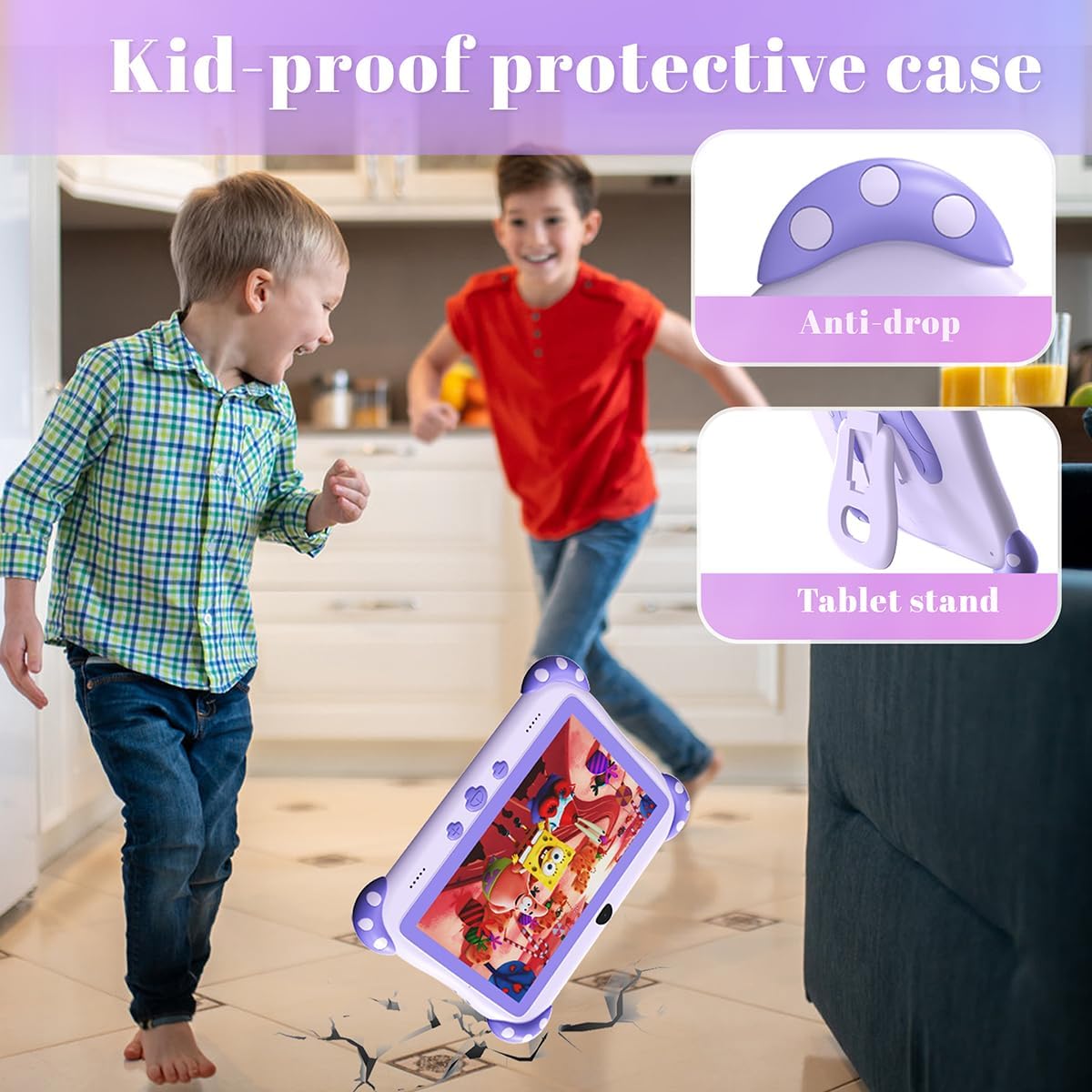 Kids Tablet 7 inch Toddler Tablet for Kids WiFi Tablets 32G Android Dual Camera Parental Control with Kids app Pre-Installed YouTube Netflix (Purple)