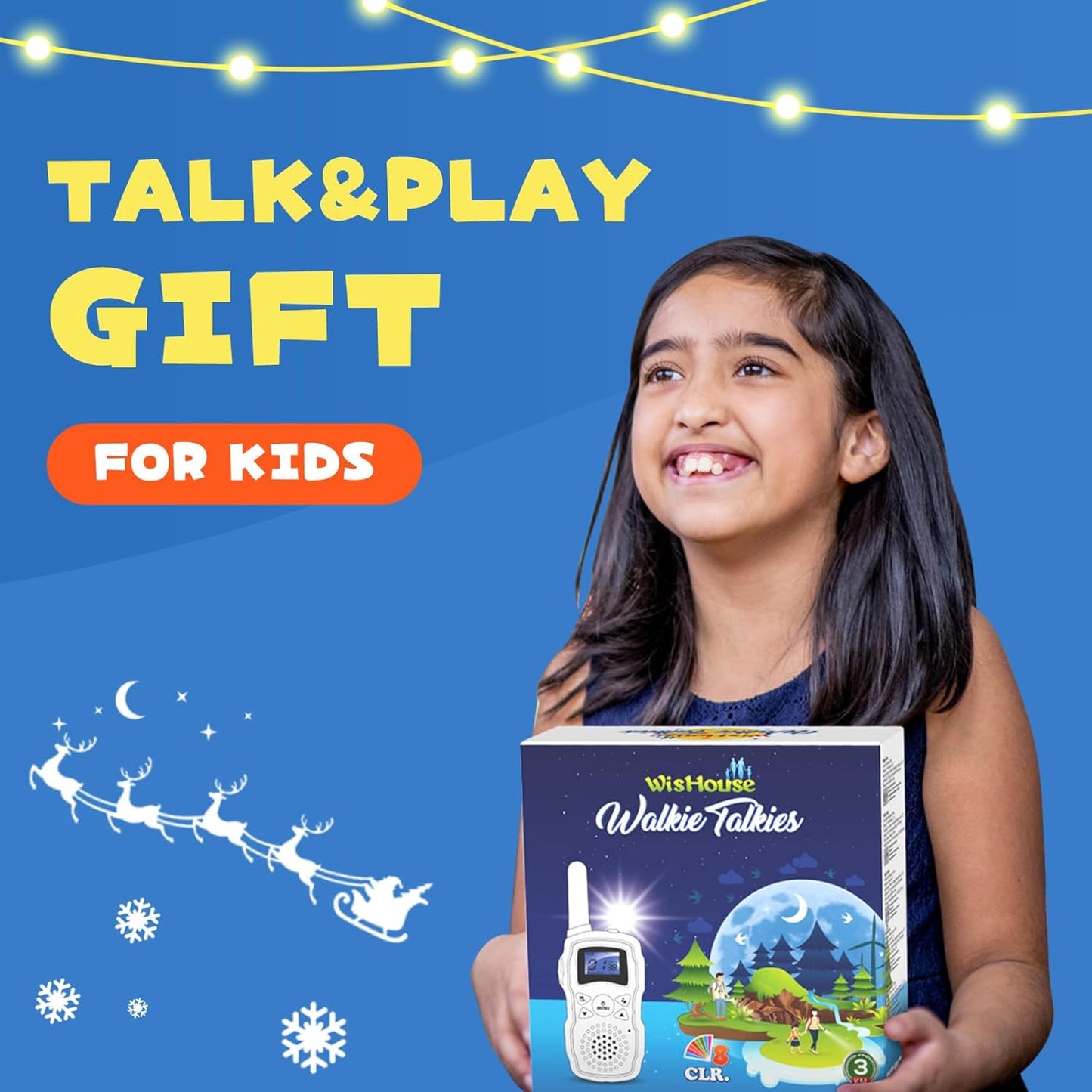 Wishouse Walkie Talkies for Kids Rechargeable with USB Charger 6000mAh Battery,Outdoor Camping Games with Flashlight Lanyard,Toys for Girls,Halloween Xmas Birthday Gift for Children 2 Pack Red Blue