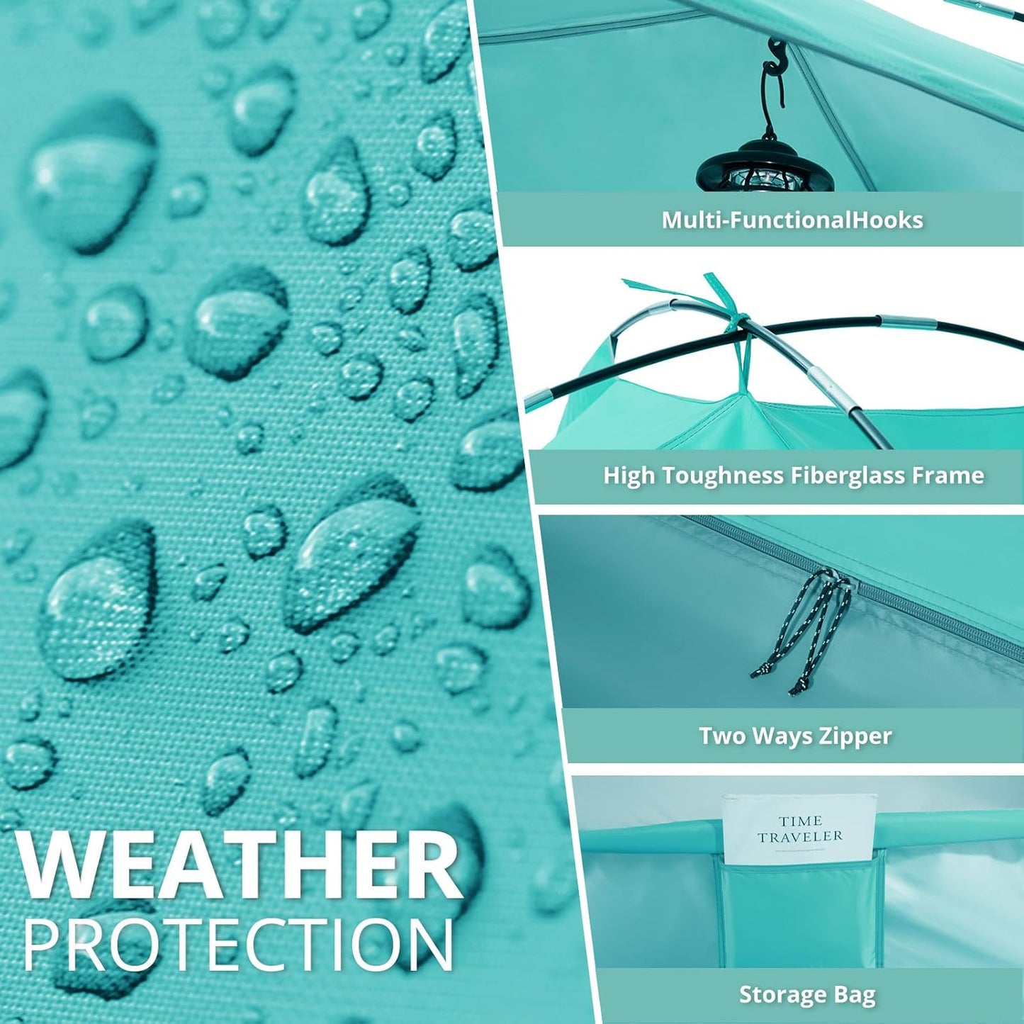 CAMEL CROWN Beach Tent UPF 50+ Sun Shelter for 2/3/5/6 Person, Lightweight Portable Sun Shade with Sand Anchor, Family Beach Day & Outdoor Adventures