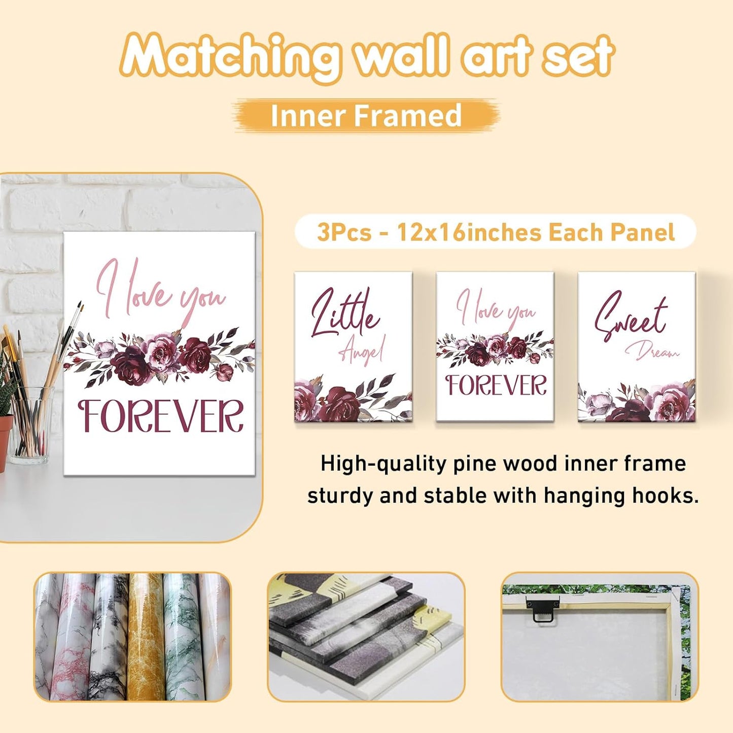 Personalized Crib Bedding Set, 5 Pcs Custom Nursery Bedding Sets with Name, Infant Bedding Set for Baby Girls, Purple Flower Double Layer Baby Crib Set, Babies Toddlers Kids Customized Gifts