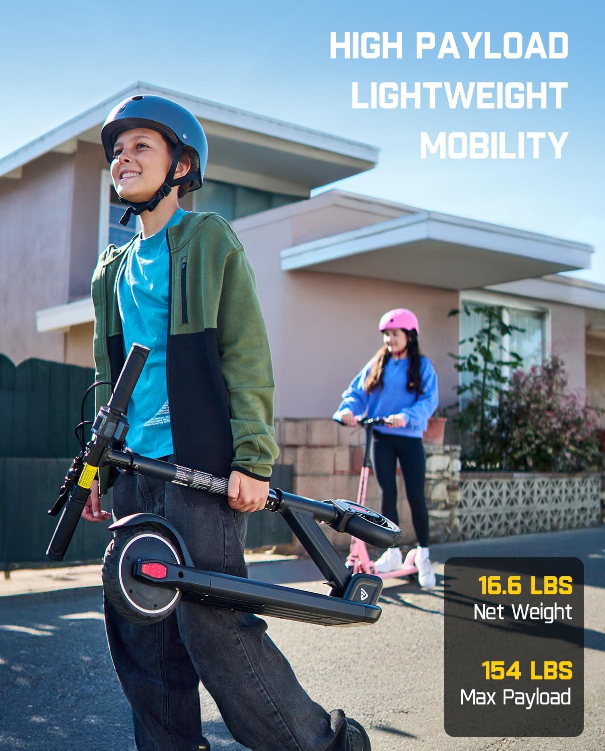 FanttikRide T9 Electric Scooter for Kids 4.3-5.6 ft, 7/10/12 MPH, LED Battery Level, Height Adjustable and Foldable, Electric Scooter for Kids, for Teenager, Up to 40 mins