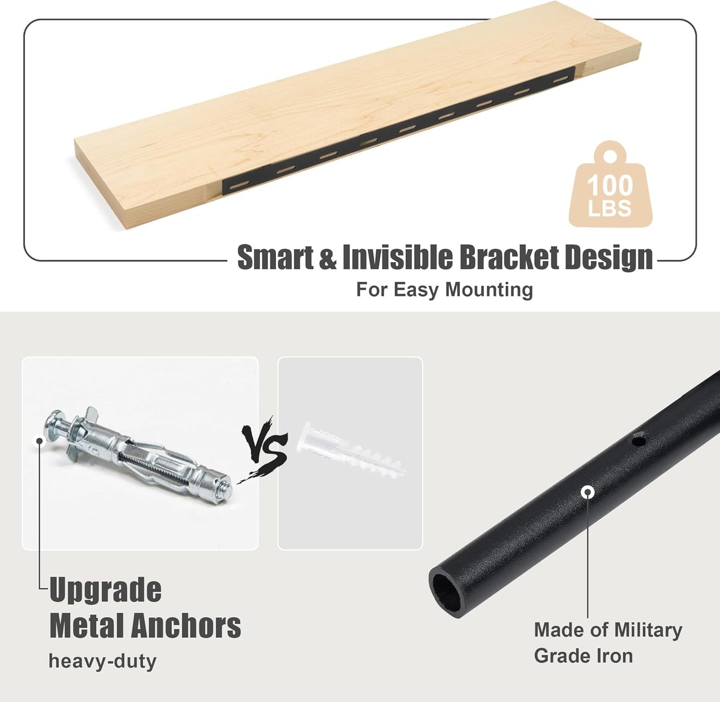 Floating Shelves for Wall, USA-Sourced Maple Wood 55 Inch Long Wall Shelves, Natural Wooden Mounted Picture Ledge Shelf, Nursery Book Storage Shelf Kids Bookshelf, Display Shelf for Bathroom