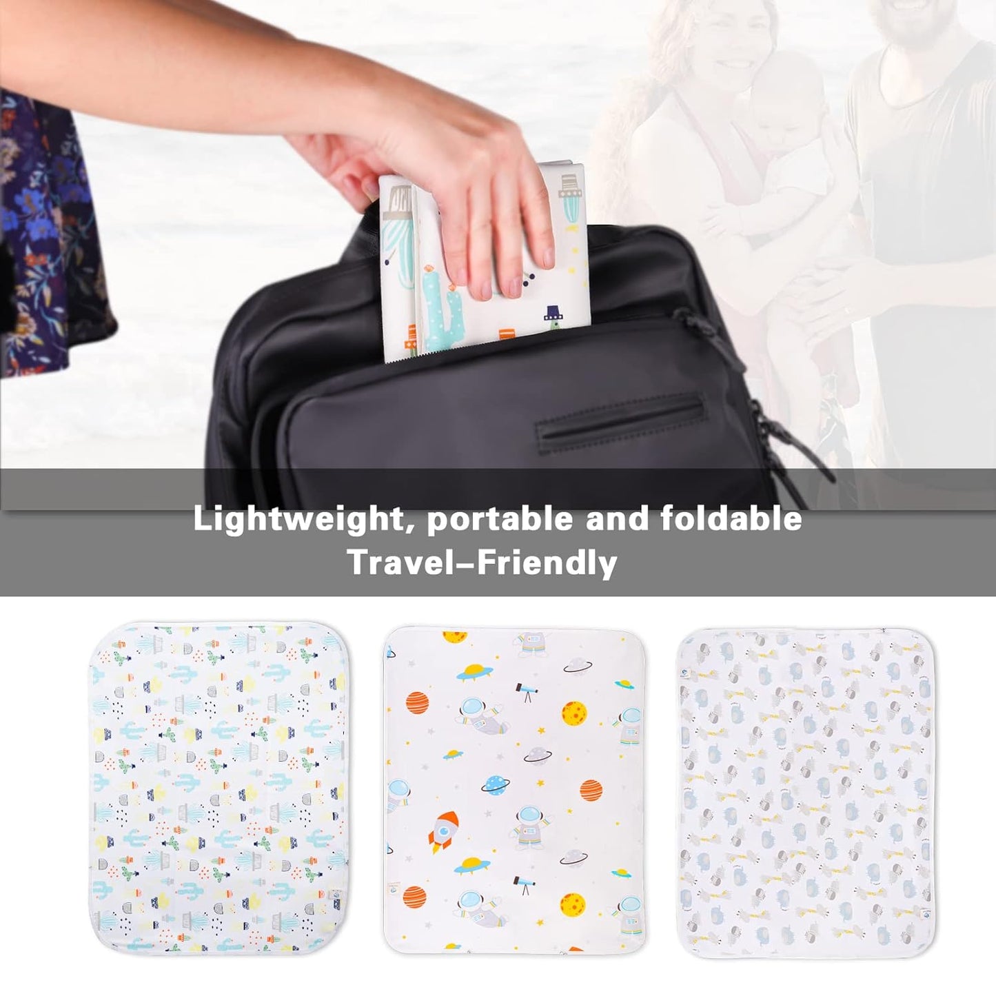Baby Diaper Changing Pad Waterproof Portable Changing Pad 3 Pack Washable Mattress Pad Reusable Under Pads Changing Pad Liners for Travel 27.5 x 37.8 inches