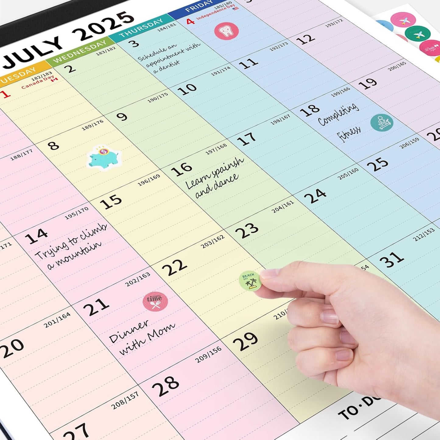 Ospelelf Large Wall Calendar 2025-2026 Calendar 22'' x 17'' Monthly Desk Calendar 18 Month Family Calendar, Use July 2025 - Dec 2026, Multicolor