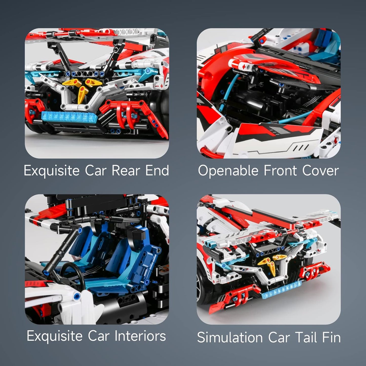 Super Car Building Kits - with Easy Drifting Wheels, Remote Control Function, Electric Gull-Wing Doors - Collectible 1:10 Scale Model Technique Car Building Blocks Set for Adults (2277 PCS)