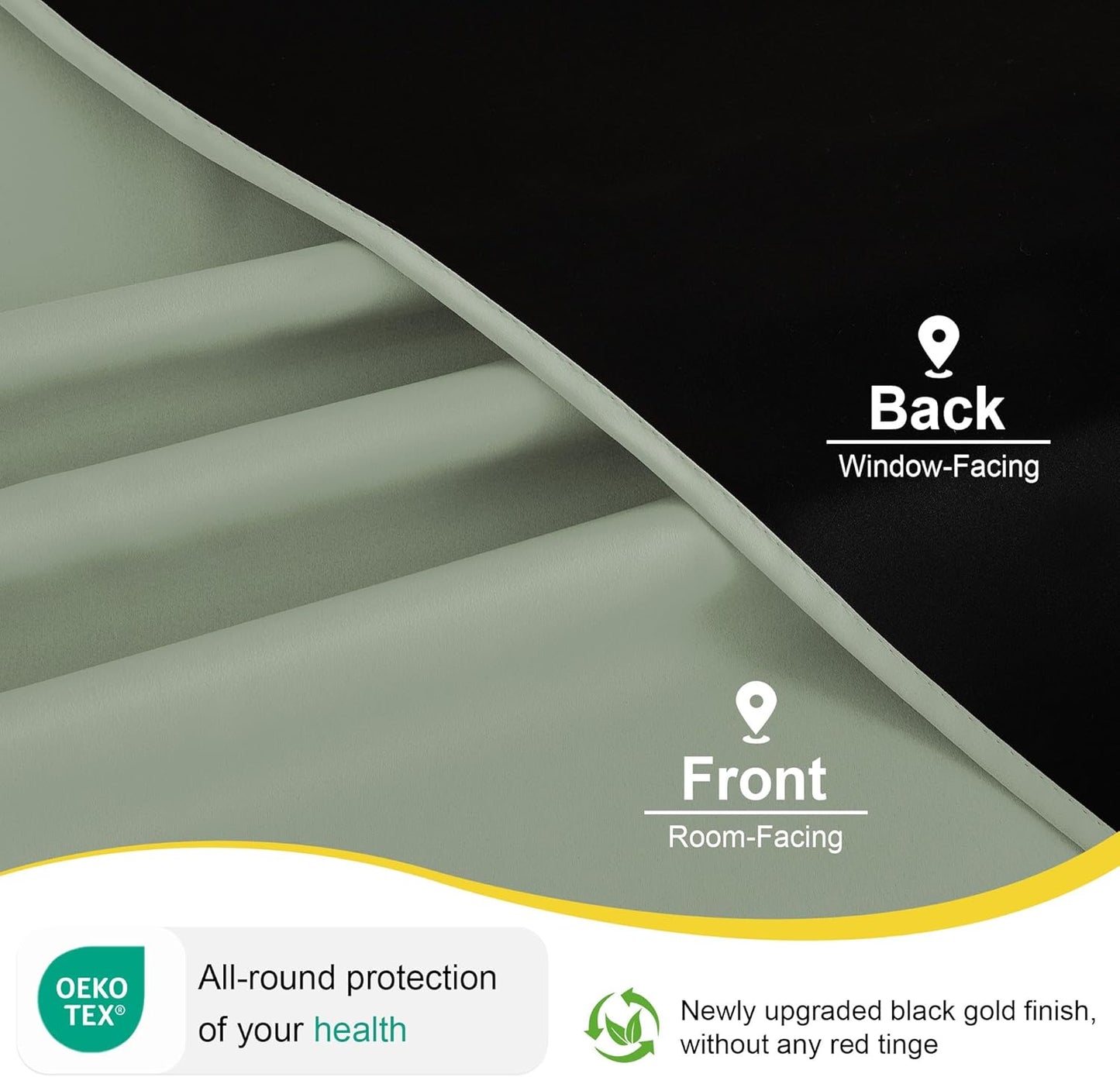 NICETOWN Sage Green Bedroom Curtains 63 Inches Length, 100% Blackout Drapes Thermal Insulated with Grommet for Living Room Office Privacy Darkening Curtain, 2 Panels, 42 x 63 Inch