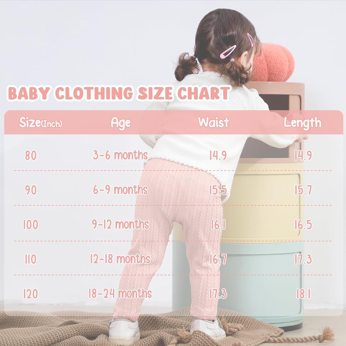 U·nikaka Toddler Baby Girls Pants Ribbed Infant Pants Leggings Toddler Baby Girl Bottoms Leggings 2 Packs