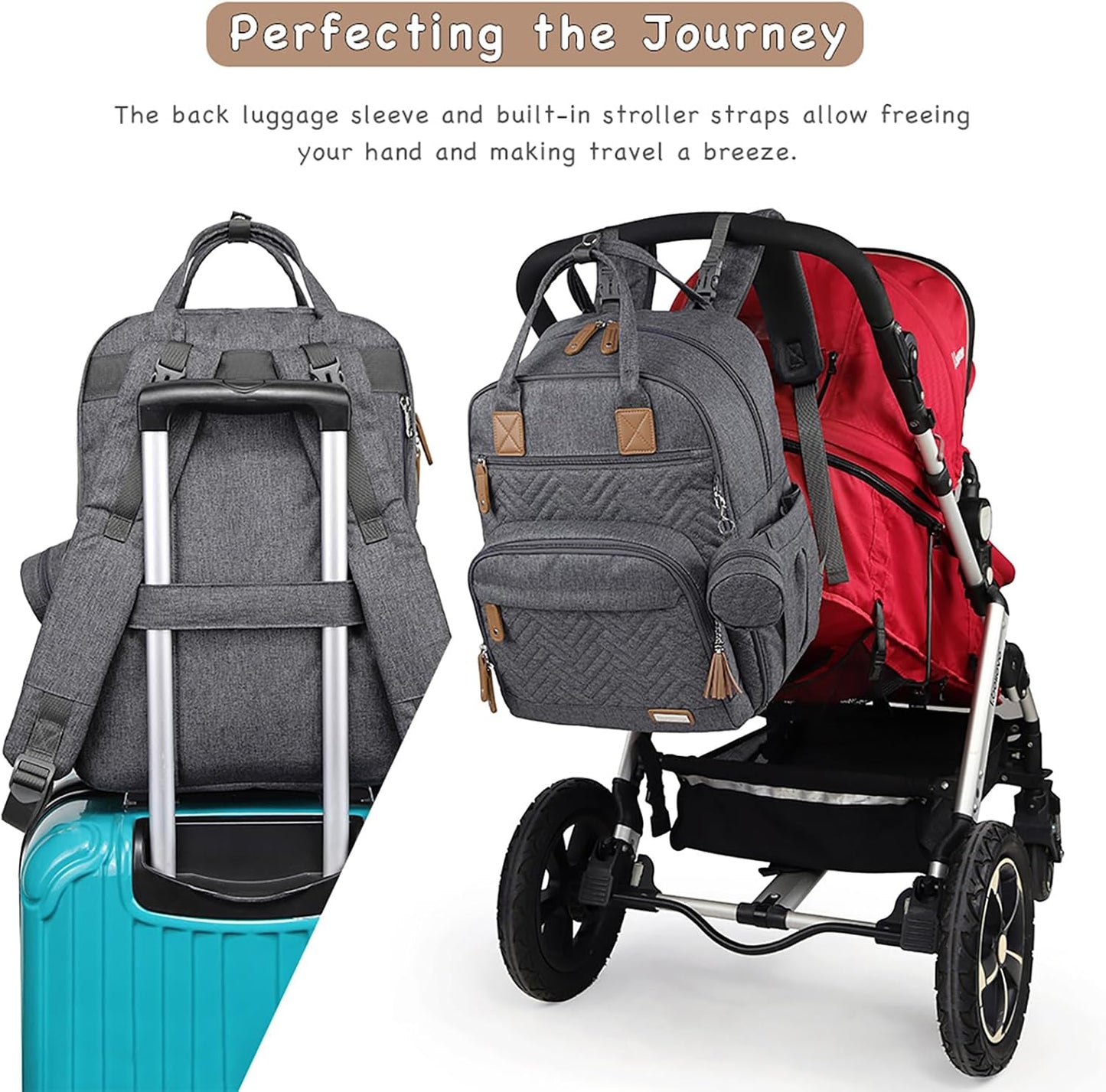 iniuniu Diaper Bag Backpack, 4 in 1 kit Large Unisex Baby Bags for Boys Girls, Waterproof Travel Back Pack with Diaper Pouch