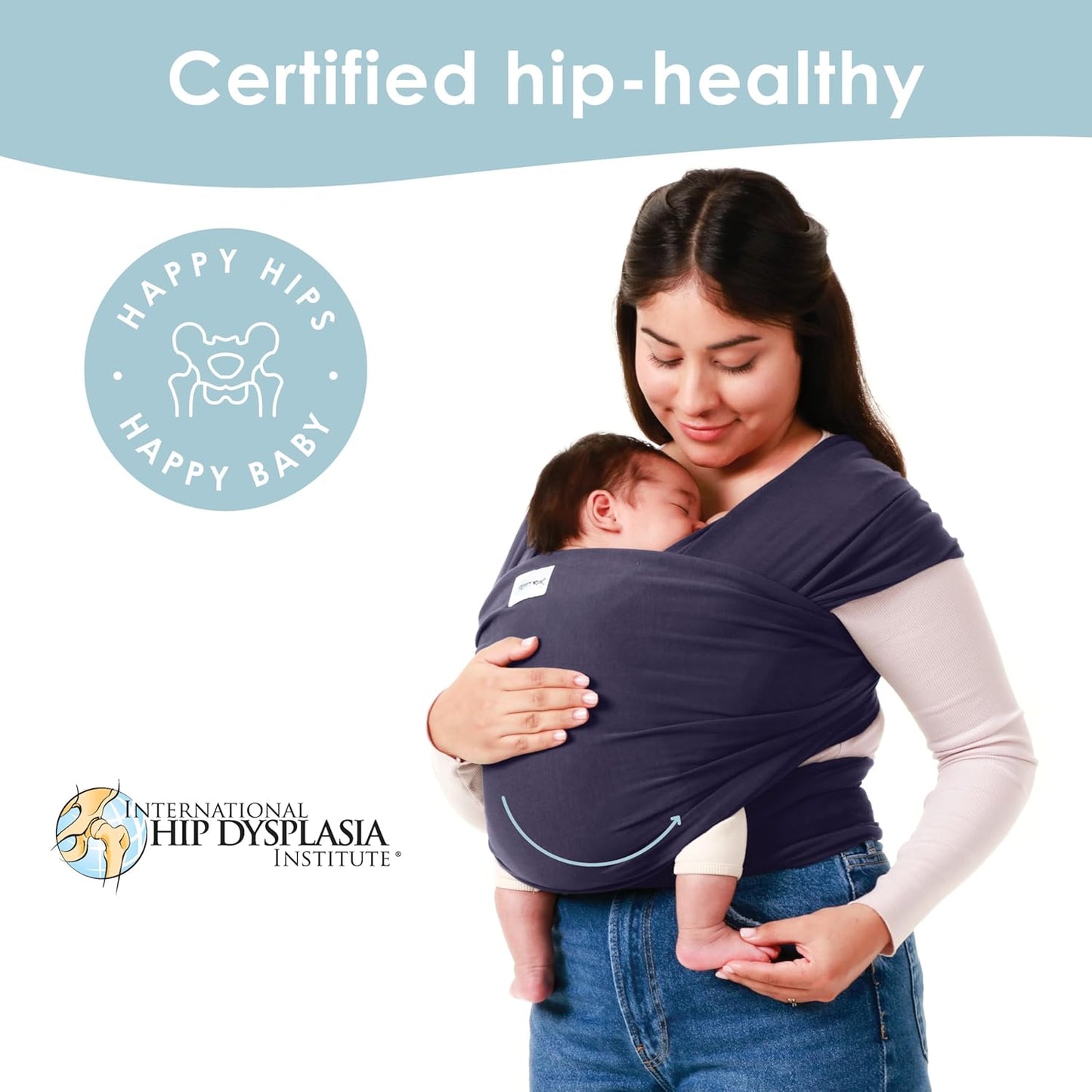 Sleepy Wrap Stretchy Ergonomic Baby Carrier Sling for Newborns to Toddlers - Hands-Free Lightweight Baby Wrap 7-35 lbs (Navy Blue)