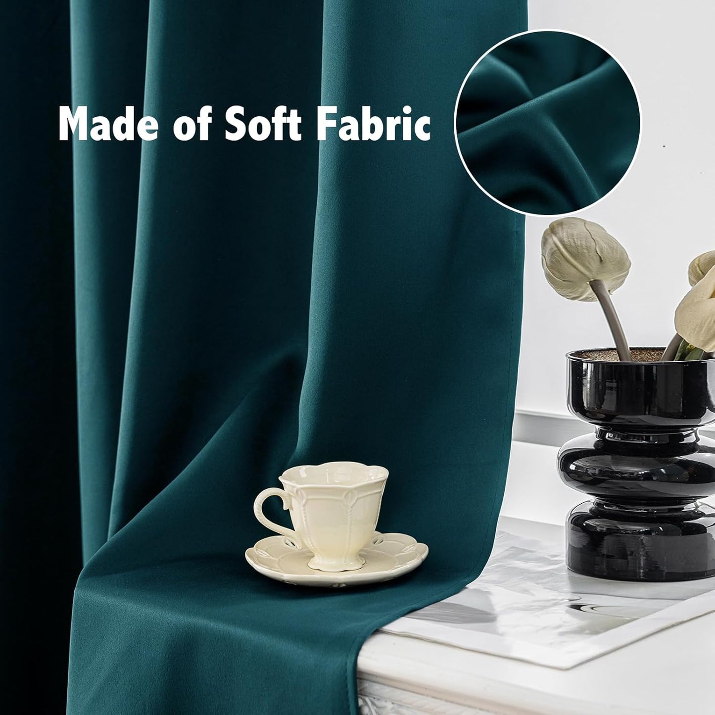 Anytime 100% Blackout Curtain Set, Thermal Insulated & Energy Efficiency Window Draperies for Guest Room, Full Shading Panels for Shift Worker and Light Sleepers(Greyish Blue, 2 Panels, 52W x 54L)