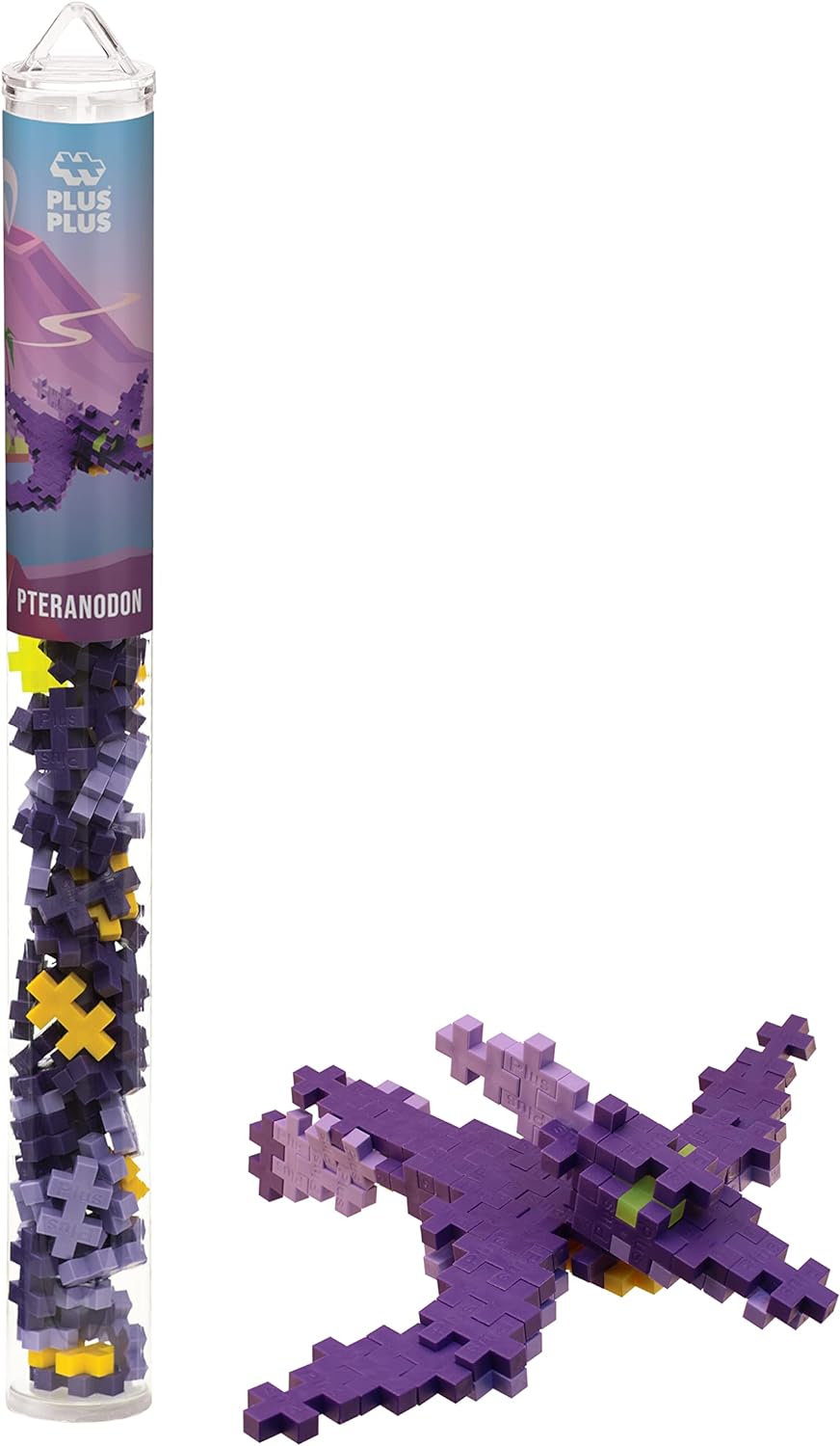 PLUS PLUS Building Block Playset Kit, Themed Figures 3D Puzzle, Fun Stem Toys for Kids, 350 Mini Interlocking Pieces - 5 Tube Bundle, Dinosaur