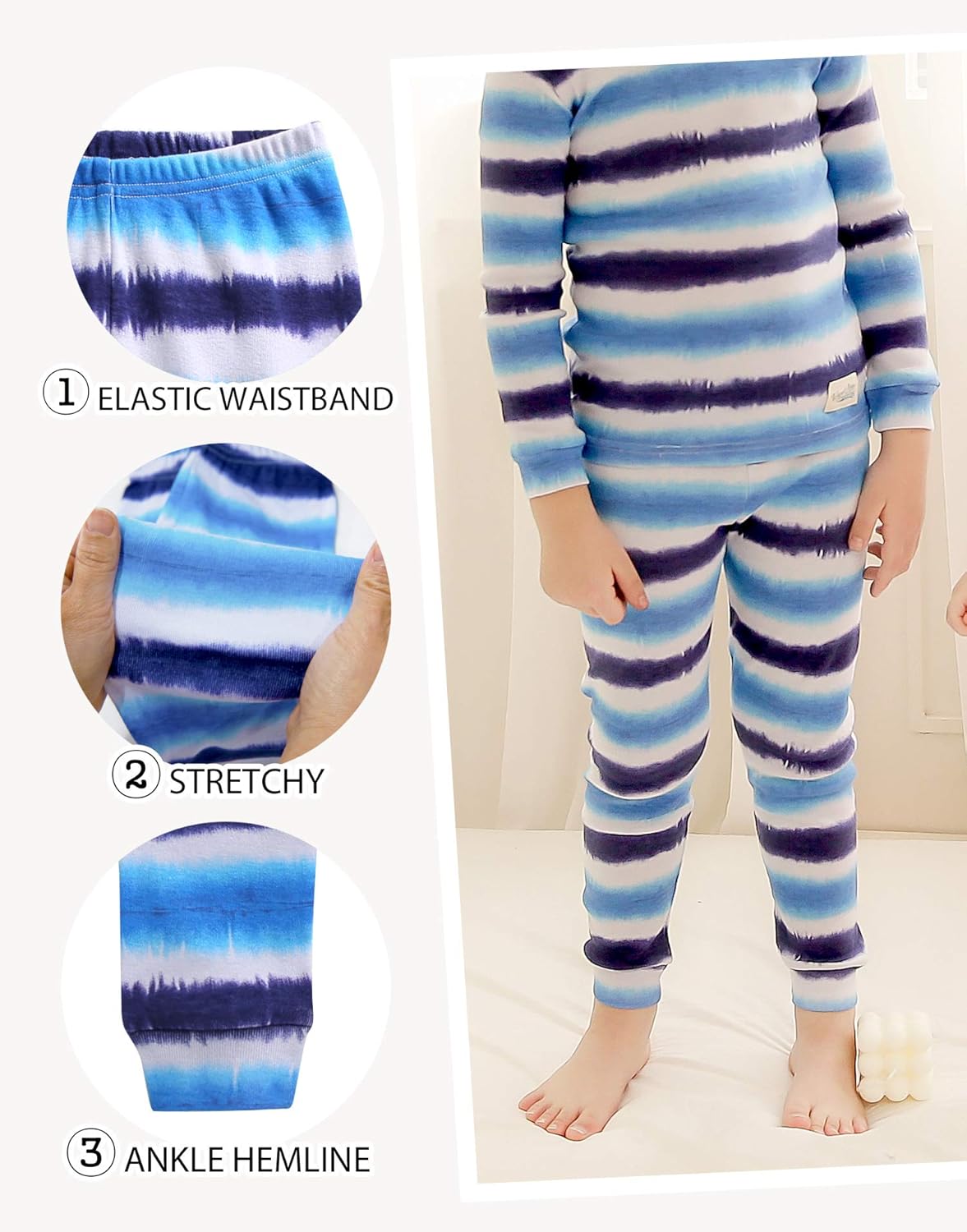 VAENAIT BABY 12M-12Y Toddler Kids Boys Girls 100% Cotton Marbling Tiedye Sung Fit Sleepwear Pajamas 2pcs Pjs Set