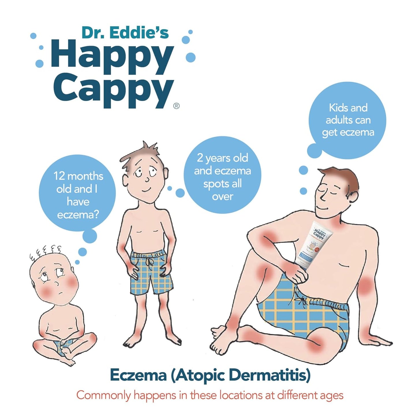 Happy Cappy Baby Shampoo and Body Wash - Eczema Body Wash for Kids & Toddlers, Helps with Dryness, Reduces Itching and Redness, Dermatologist Tested, Fragrance Free - 8 Fl Oz (Pack of 3)