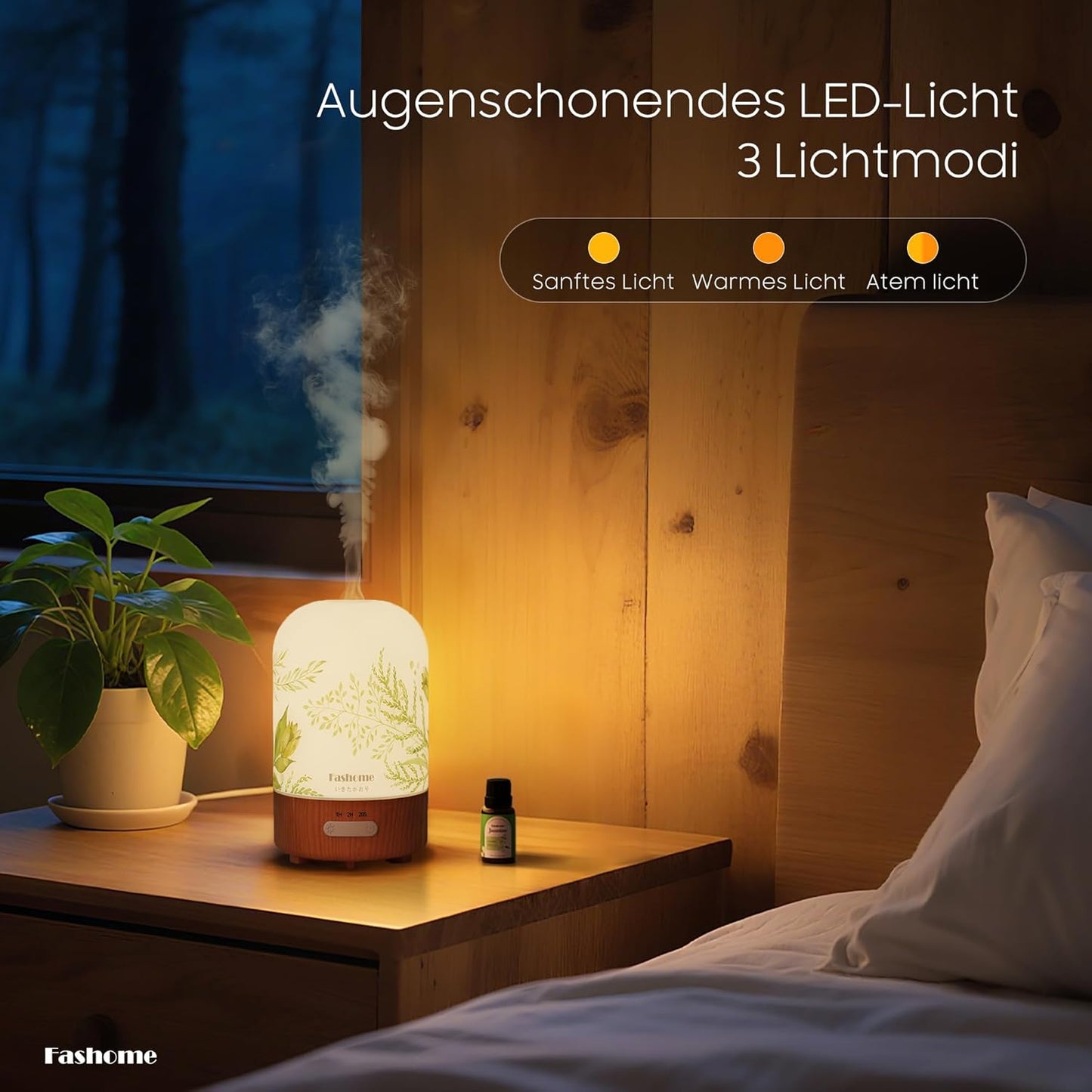 Aromatherapy Essential Oil Diffuser with Jasmine Oil, 6 in 1 Ultrasonic 100ML Aromatherapy Scent Humidifier Vaporizer with Dense fine Mist, Timer, Auto-Off (Summer-Jasmine)