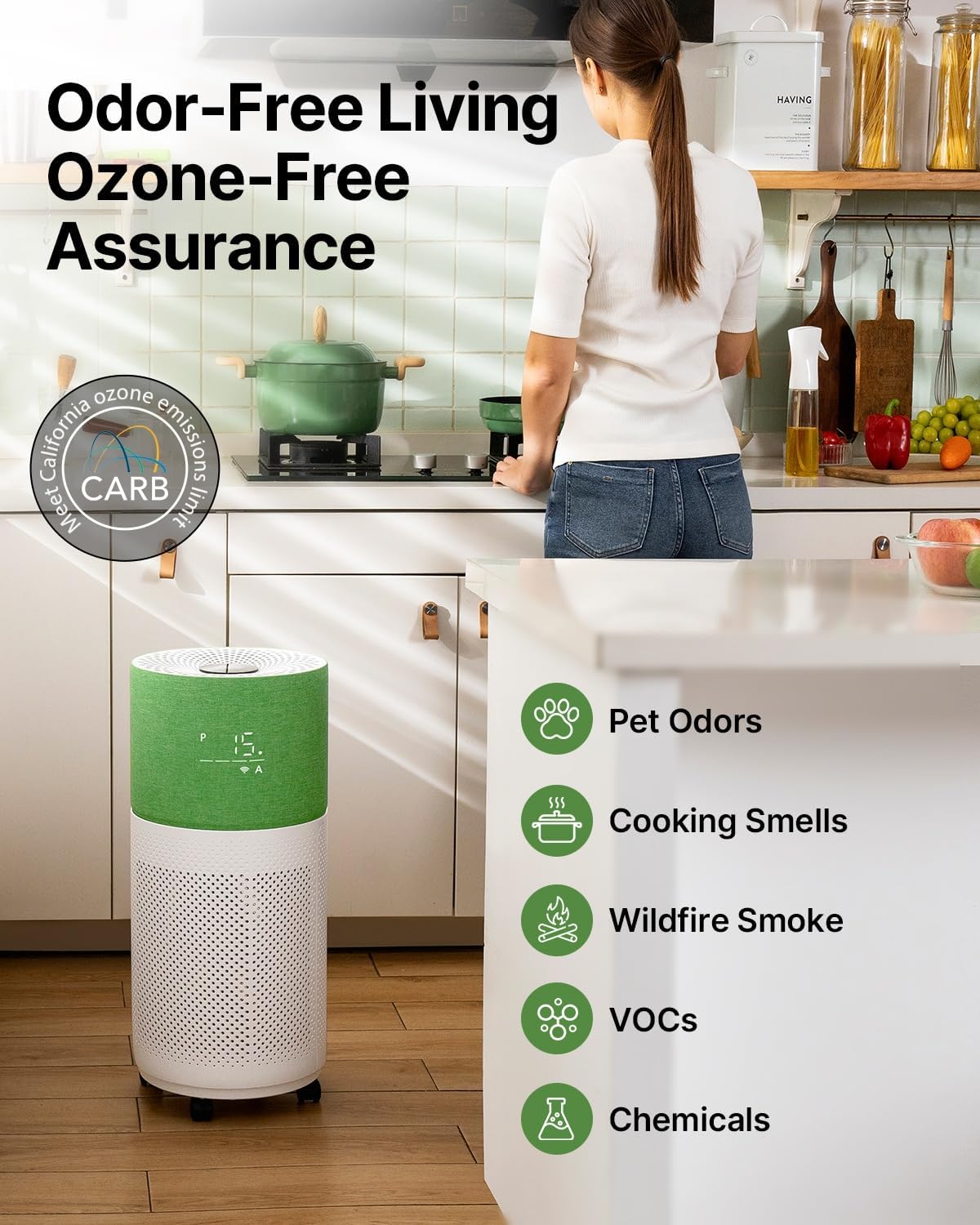 CleanForce Air Purifier for Home Large Room up to 2550 ft², Swiss Sanitized HEPA & Carbon Filter, asthma & allergy friendly Certified for Dust/Pollen/Pet Dander, Alexa/App Control, Ozone-Free, Rainbow