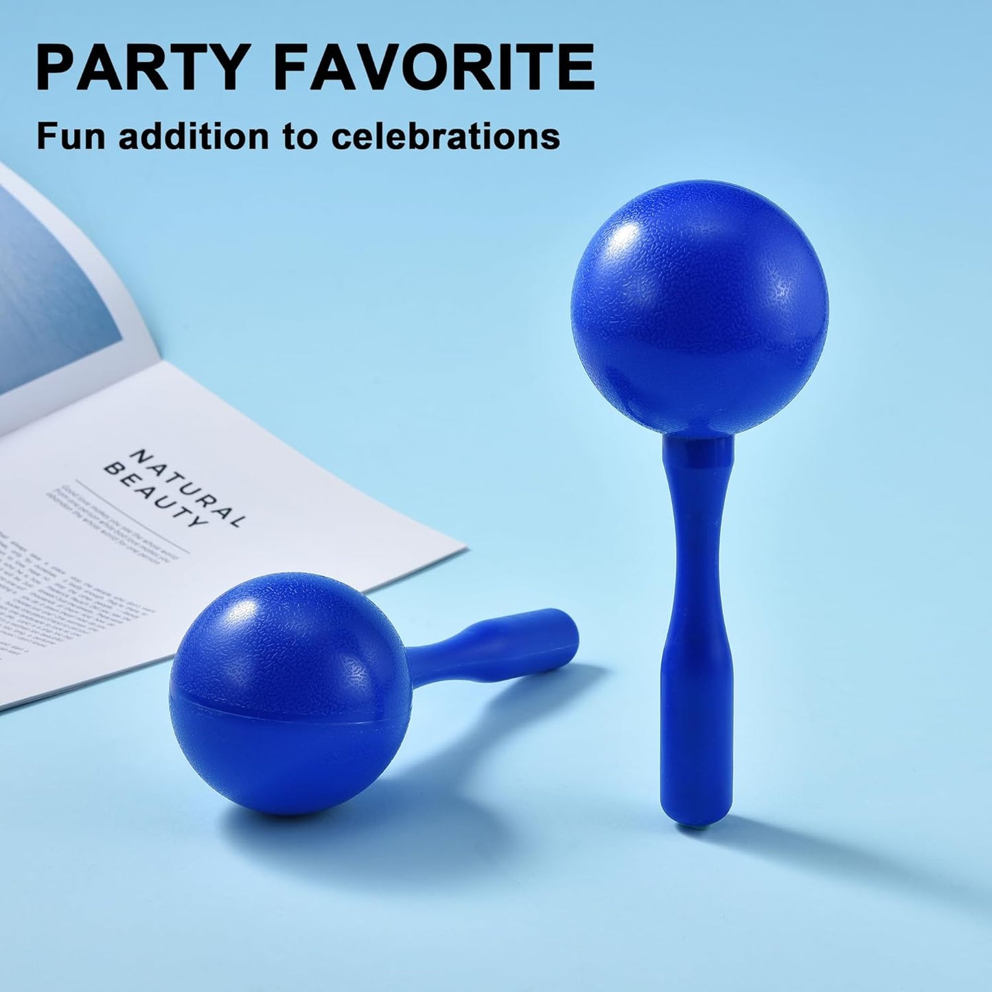 Maracas for Kids Adults, 8 Inch, Set of 2, Blue