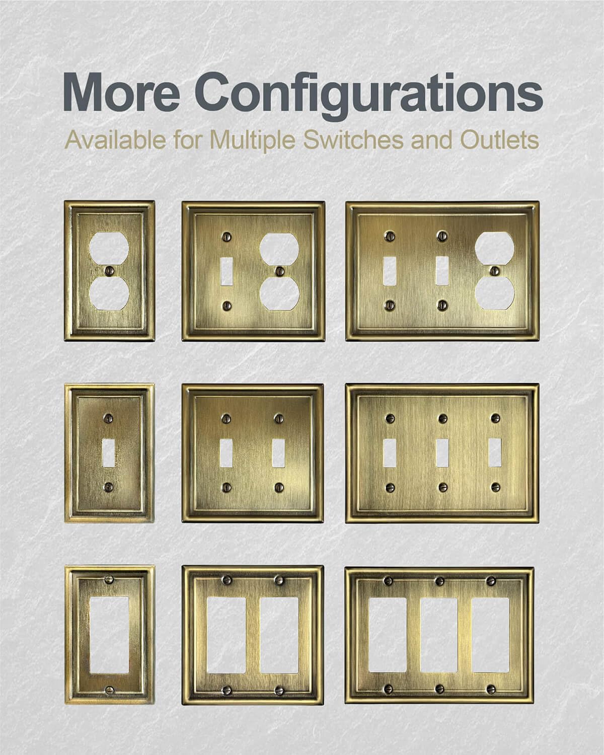 Decorator/Rocker Wall Plate for Dimmer Switch, GFCI Outlet and Receptacal, Metal Outlet Covers Switch Plate, Antique Brass, Single Gang, 4 Pack
