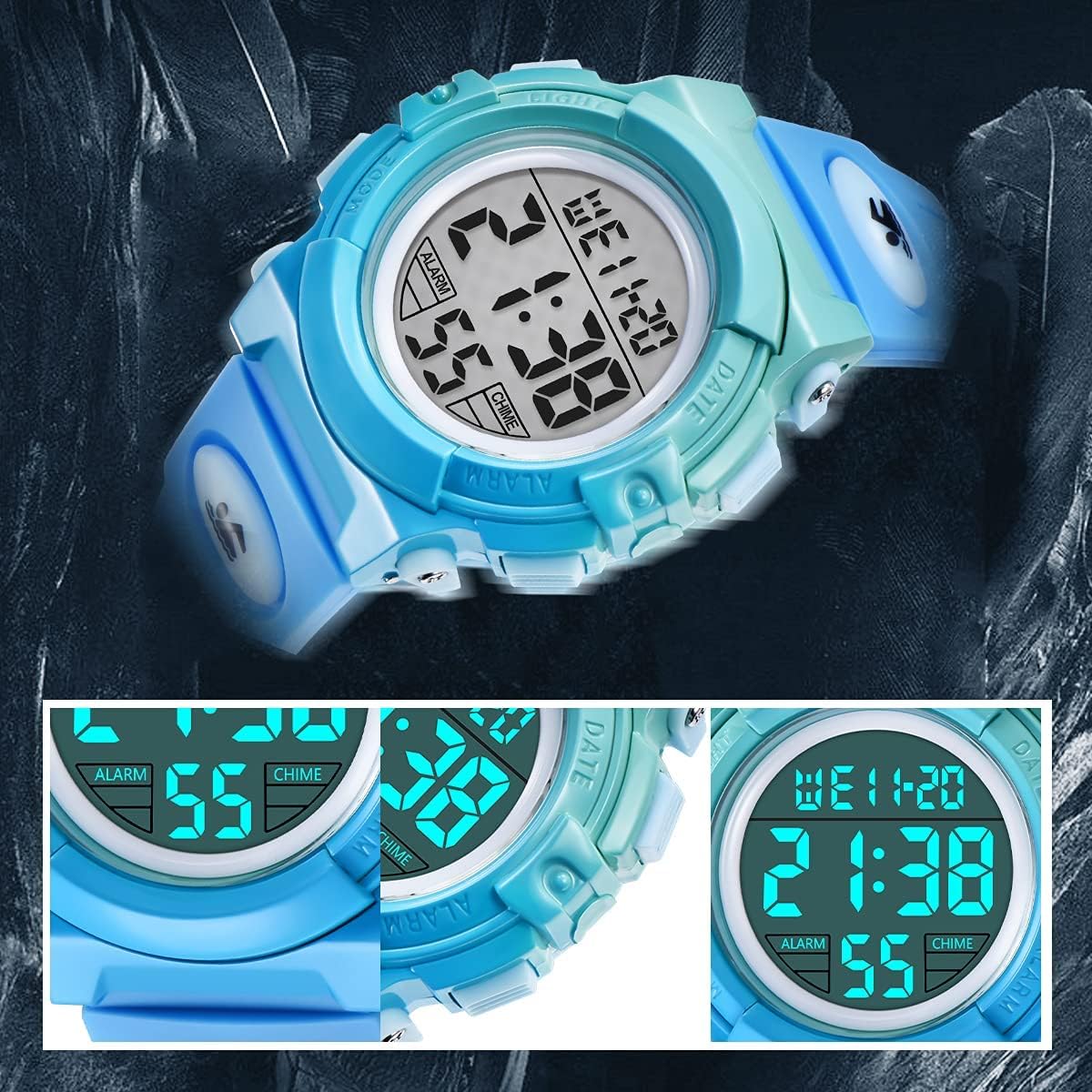 Kids Watch,Boys Watch for 3-15 Year Old Boys,Digital Sport Outdoor Multifunctional Chronograph LED 50 M Waterproof Alarm Calendar Analog Watch for Children with Silicone Band,Kids Gift