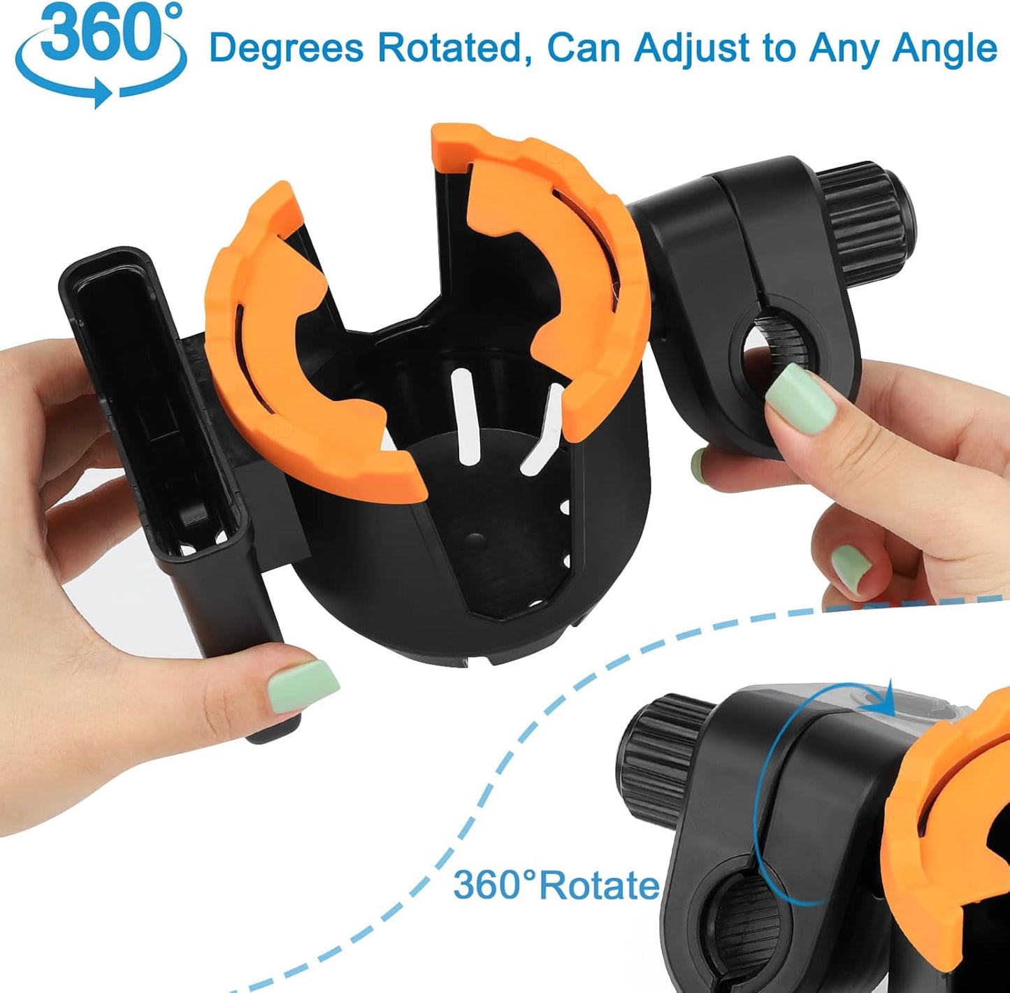 Accmor Stroller Cup Holder with Phone Holder, Universal Cup Holder, Bike Cup Holder, 360° Rotatable Large Caliber Drinks Holder for Stroller, Bike, Wheelchair, Walker