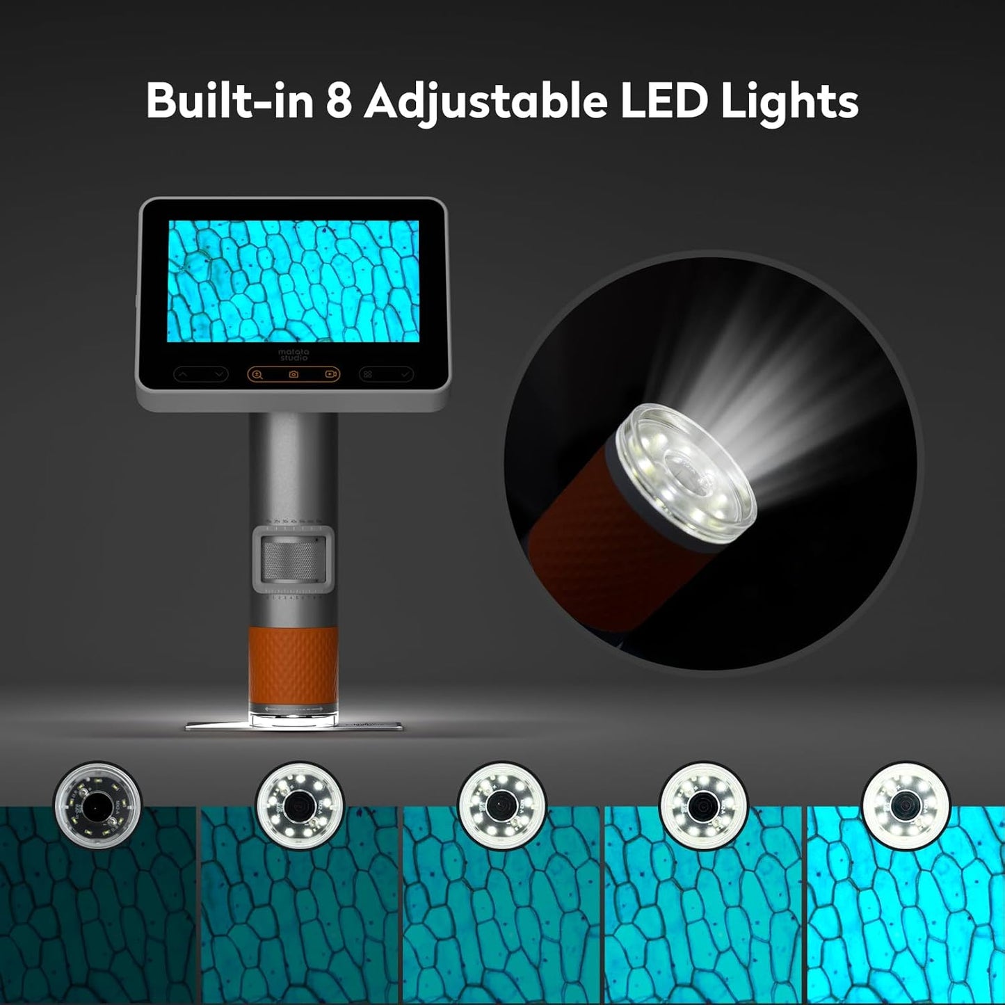 MX2-A Handheld Microscope for Kids, Portable Digital Microscope 100-1600X with 4.3-inch 1080P LCD Screen, MatataStudio Wireless USB Educational Microscopes for Kids & Adults
