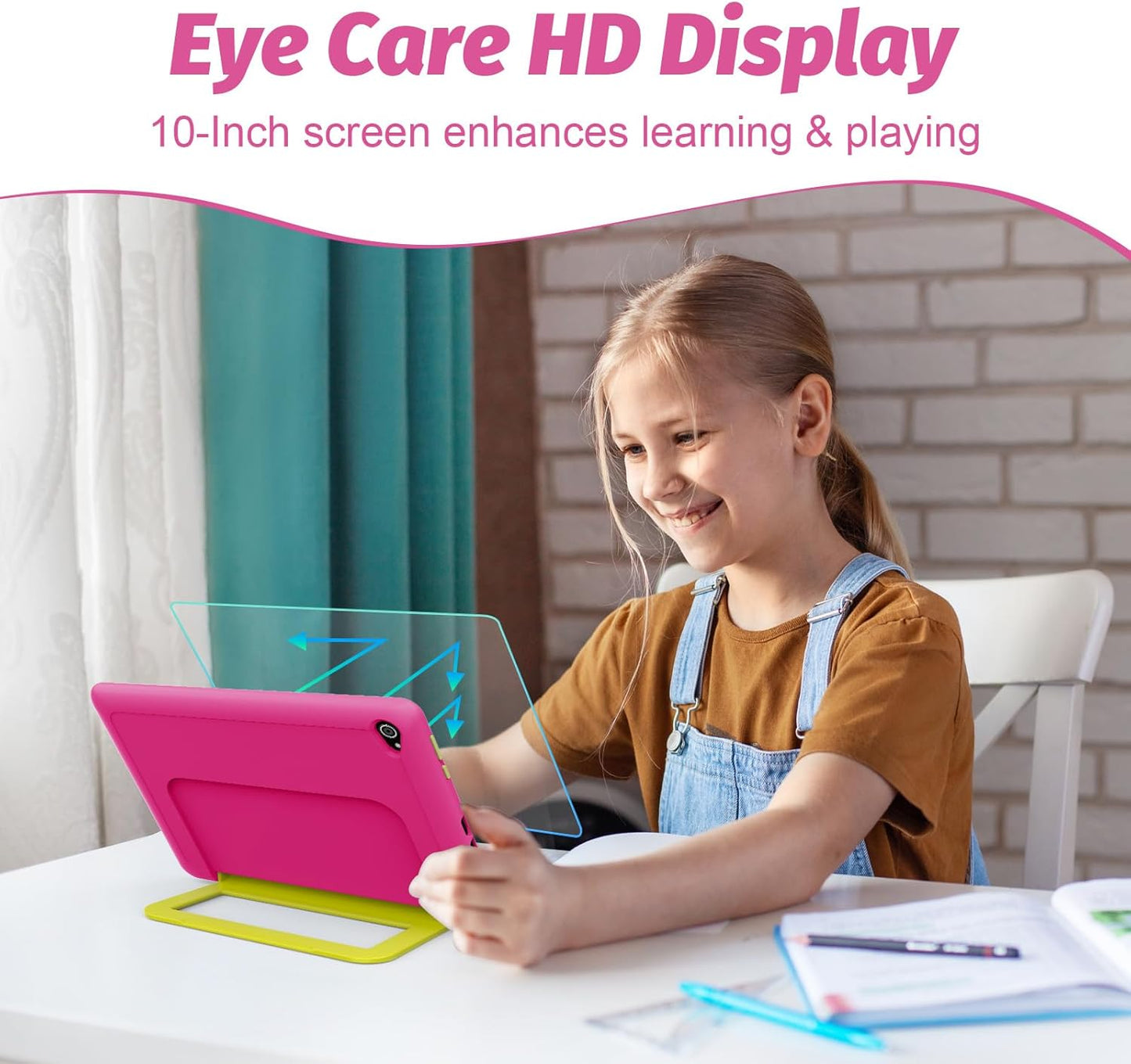 Kids Tablet 10 Inch Android 14 Tablet for Kids Ages 3-12, Octa-Core with Case, Parental Controls,14GB+64GB Storage (TF Expand 1TB), 5G WiFi, BT5.3, Pink