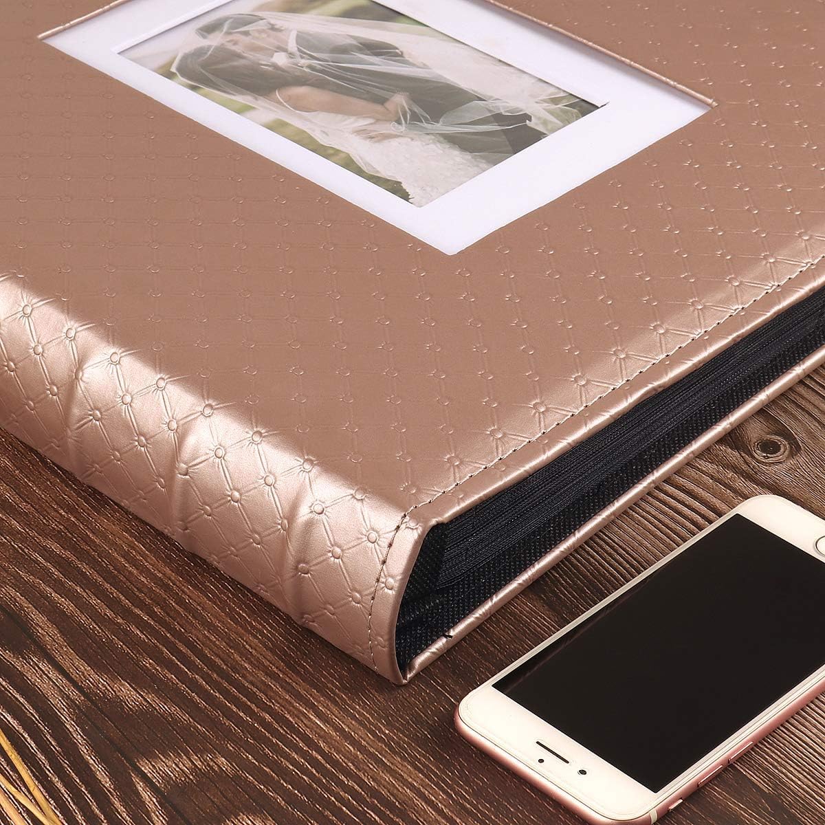 RECUTMS 4x6 Photo Album 600 Photos Large Capacity Black Inner Page Button Grain Leather Pockets Family Album Book Horizontal & Vertical Photos (Light Brown)13.6 x 13.2 x 2.2 inches