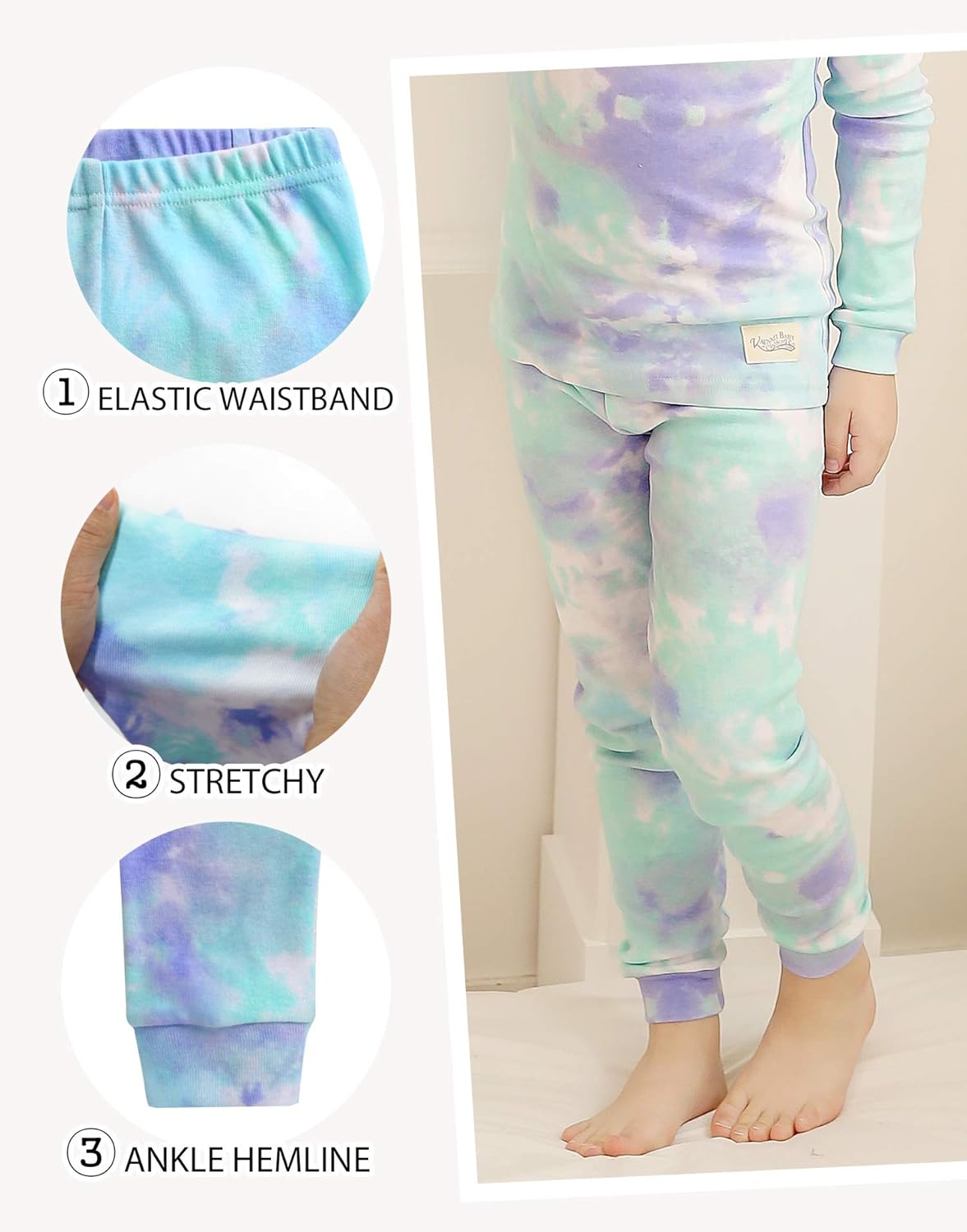 VAENAIT BABY 12M-12Y Toddler Kids Boys Girls 100% Cotton Marbling Tiedye Sung Fit Sleepwear Pajamas 2pcs Pjs Set