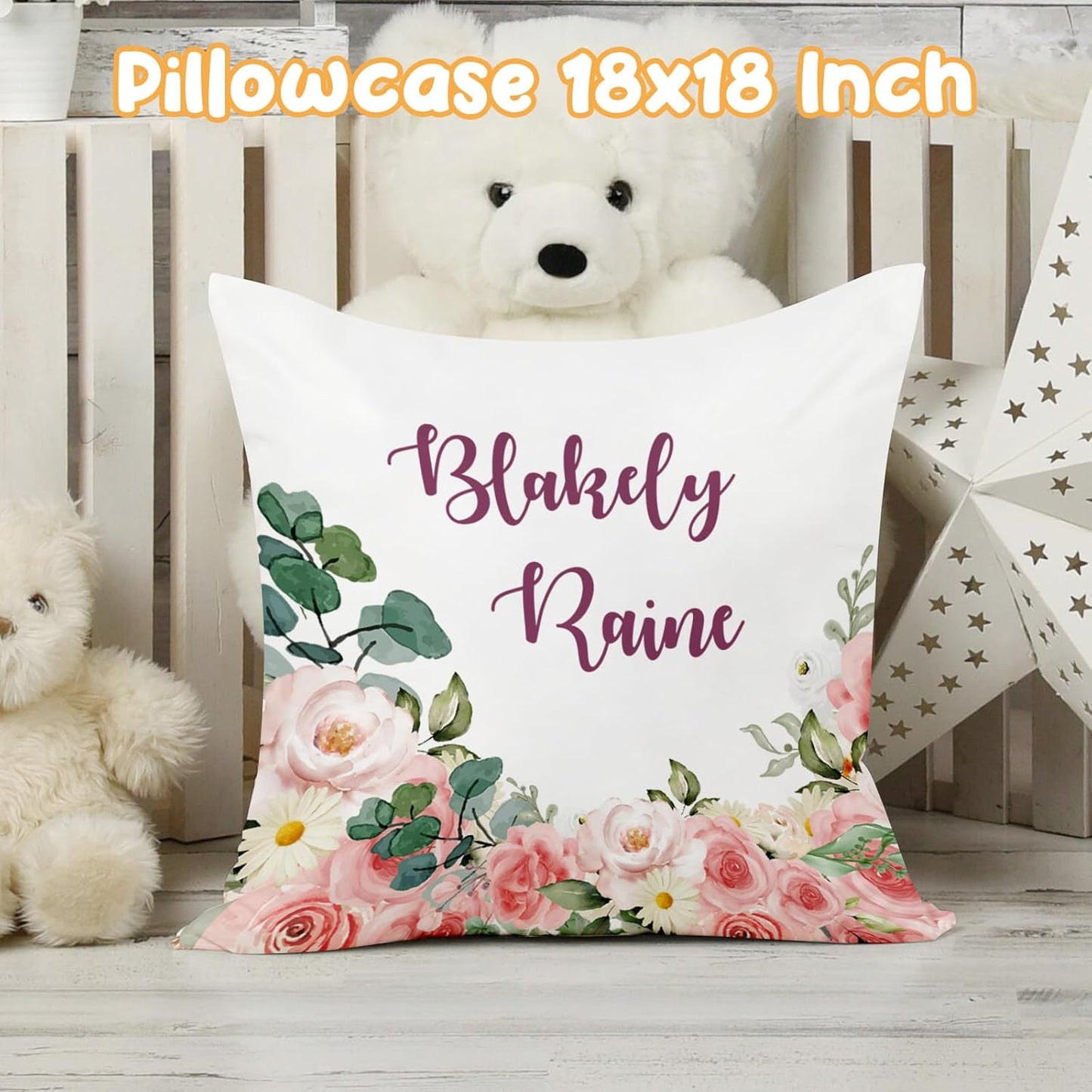 Custom Crib Bedding Set - Owl Design Personalized Name Baby Nursery Bed 3 Pcs Set - Chic Soft Blanket with Dotted Backing, Sheet, Pillowcase for Newborn Girls Boys Gifts Color22