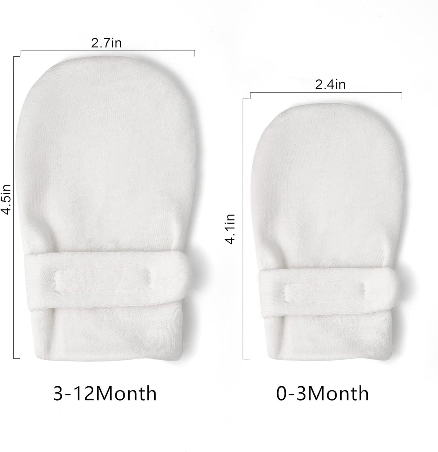 Newborn Baby No Scratch Mittens Stay On, 100% Cotton Breathable, Adjustable Infant Gloves for Baby Boys Girls Mittens