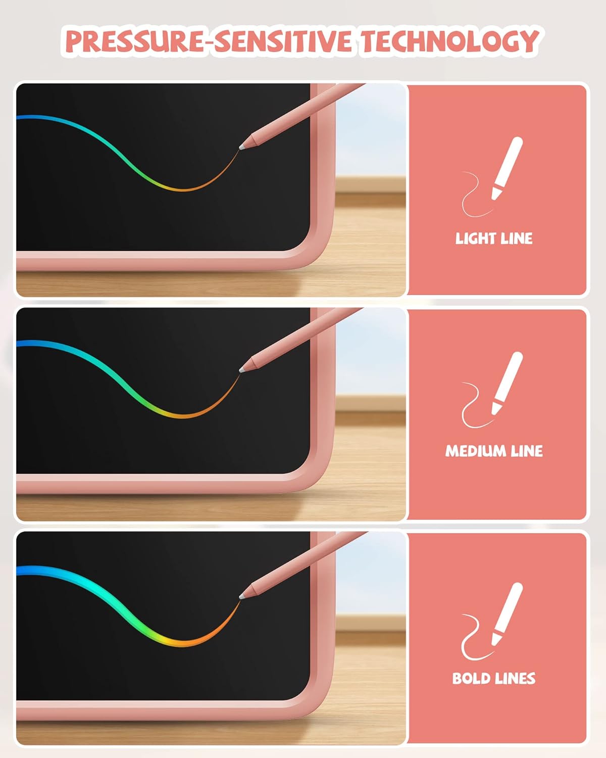 Kikapabi 10 Inch LCD Writing Tablet for Kids - Colorful Drawing Pad for Girls Aged 3-9 | Unicorn Toddler Travel Toys, Christmas Birthday Gift for Girls & Boys (Pink)