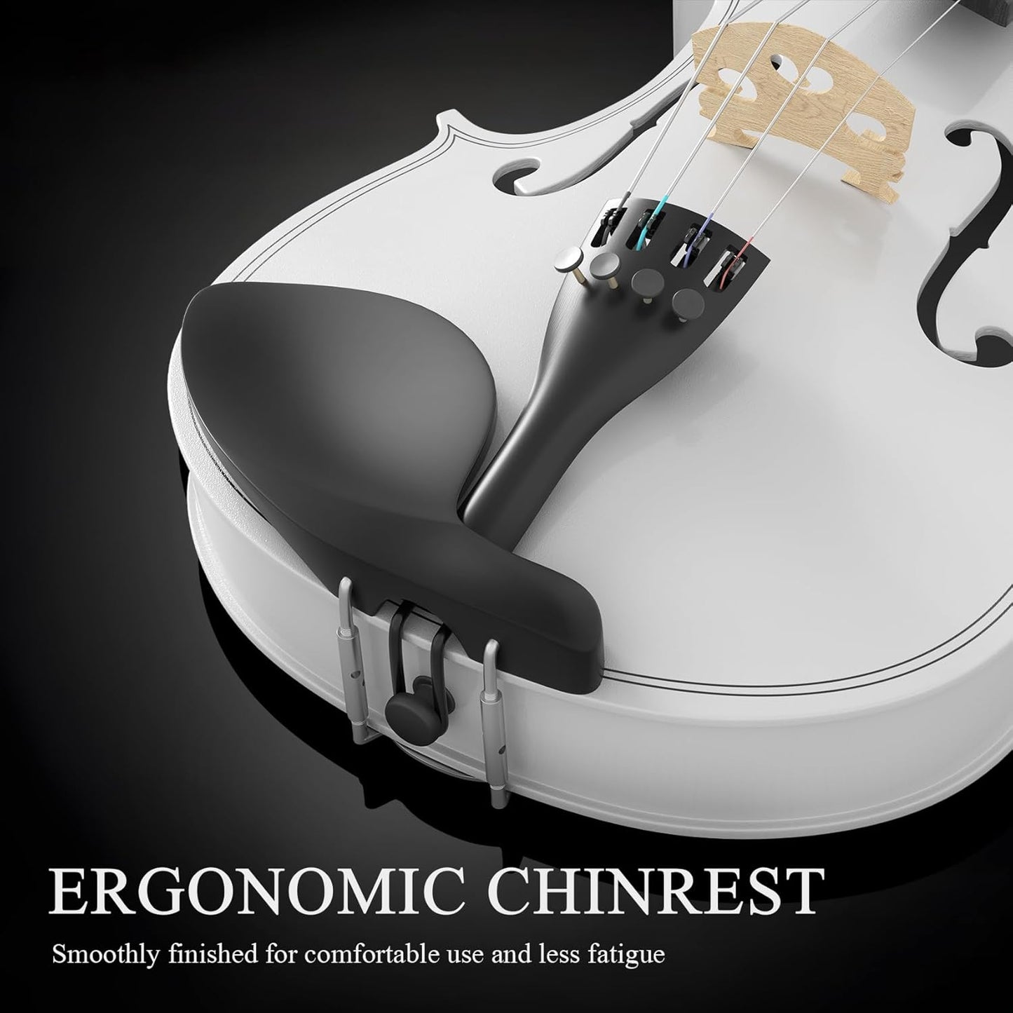 4/4 Beginner Violin Kit for Adults, Complete Full Size Violin Set with Portable Case, Bow, Rosin, White