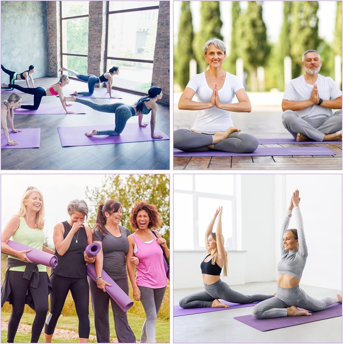 Funtery 16 Pack 3 mm Thick Yoga Mat Exercise Workout Mat Non Slip Fitness Pad for Women Gym Home Yoga Pilates