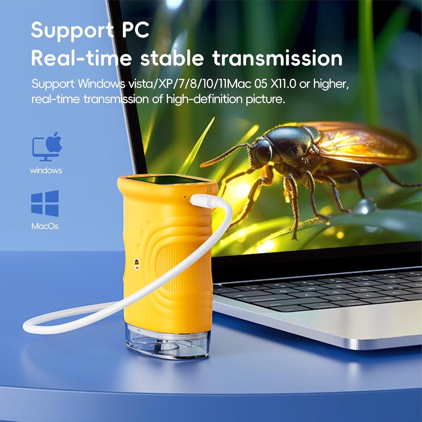 Microscope for Kids - 1000X Kids Handheld Pocket Microscope with 4K 2.0 IPS Screen, Portable Photo & Video Miniscope for Education Birthday Gift for Children Ages 3-10 Boys Girls Toys