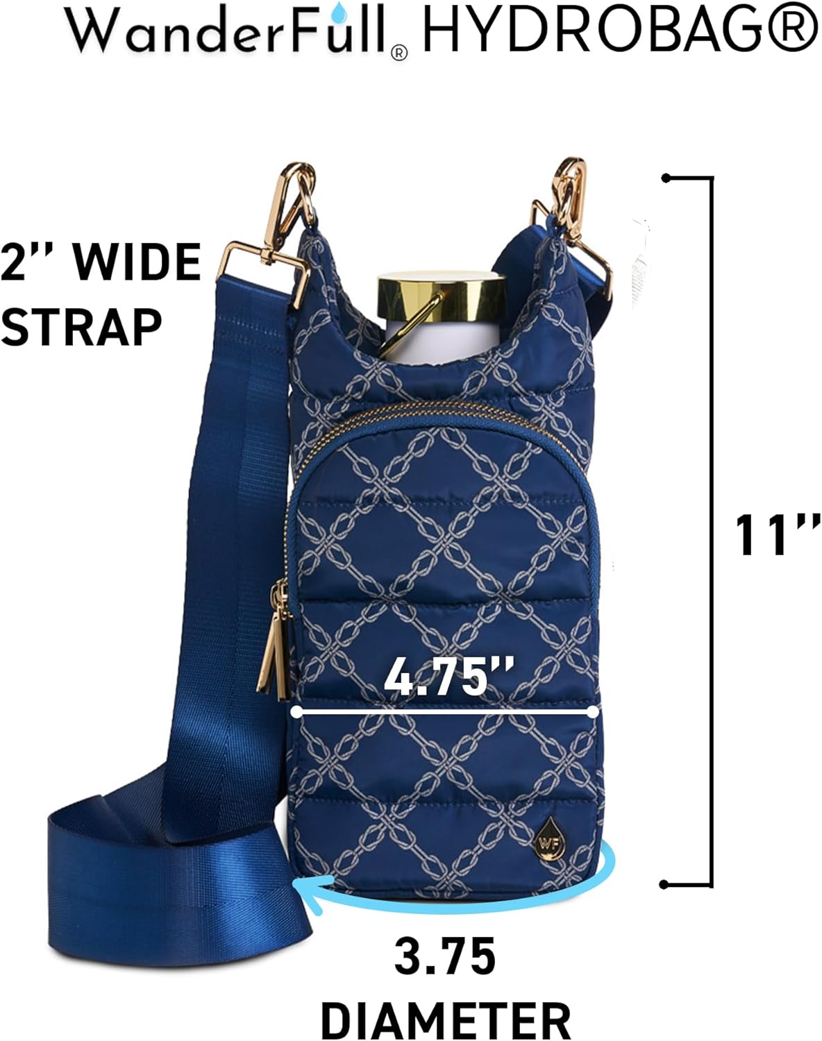WanderFull® Original HydroBag® Collection, Water Bottle Holder w/Strap & Phone Pocket, Hands-Free Crossbody Water Bottle Bag