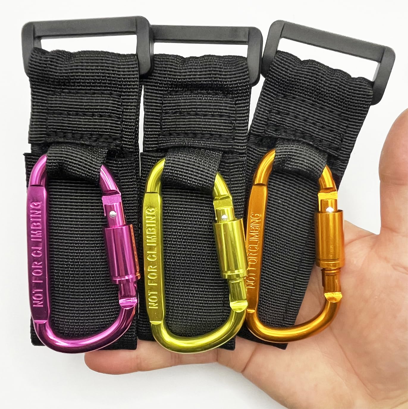 Baby Stroller Hook, Carry 30 lbs per Stroller Carabiner Clip, Adjustable Baby Stroller & Car Seat Hook for Hanging Diaper Bag, Wheelchair,Golf cart, Shopping and Pet Cart(2 Pcs Fuchsia)