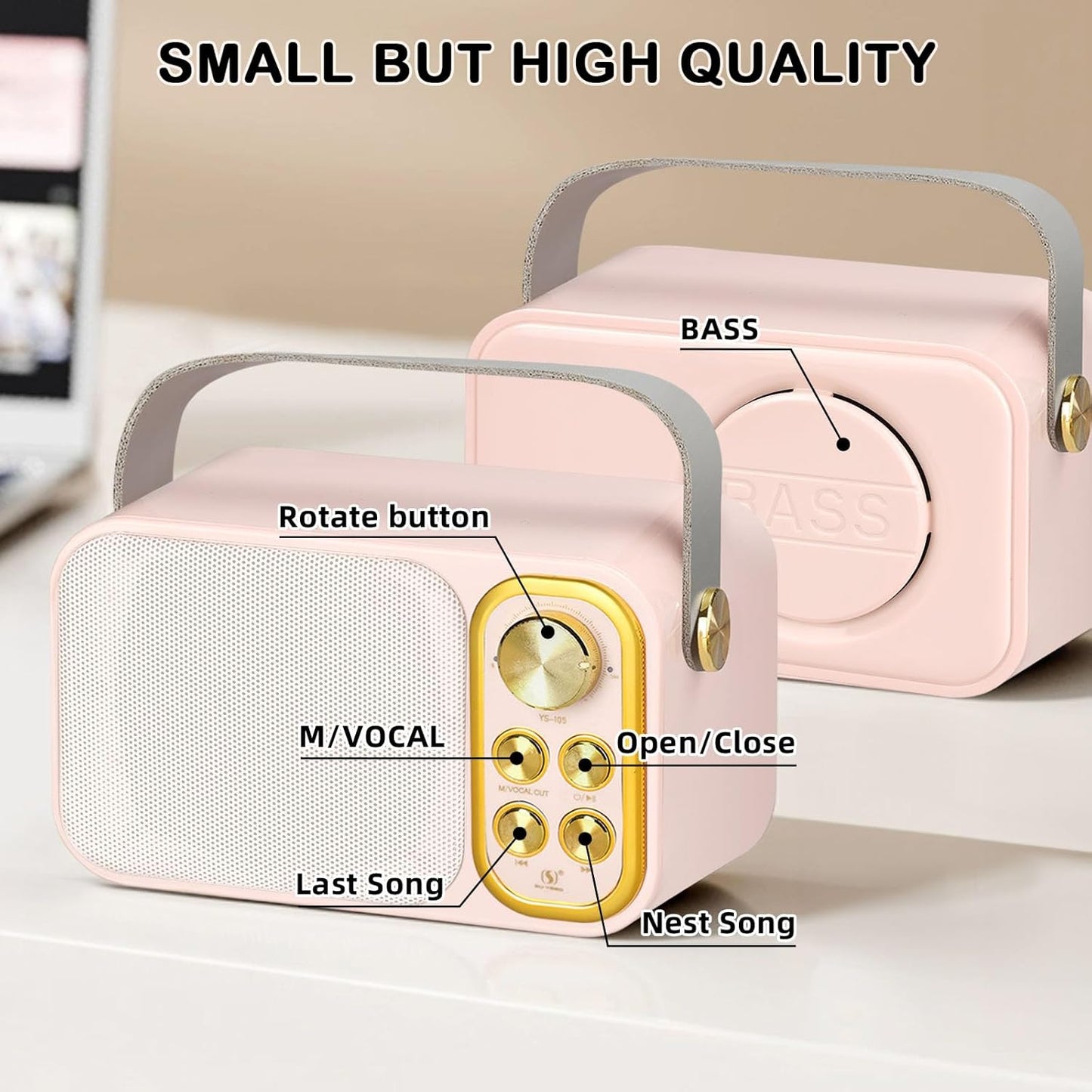 Mini Karaoke Machine for Kids Adult, Portable Bluetooth Karaoke Speaker with 2 Wireless Microphones for Home Party, Great Gifts for Boys and Girls Ages 4, 5, 6, 7, 8,9,10,11, 12+ Years Old