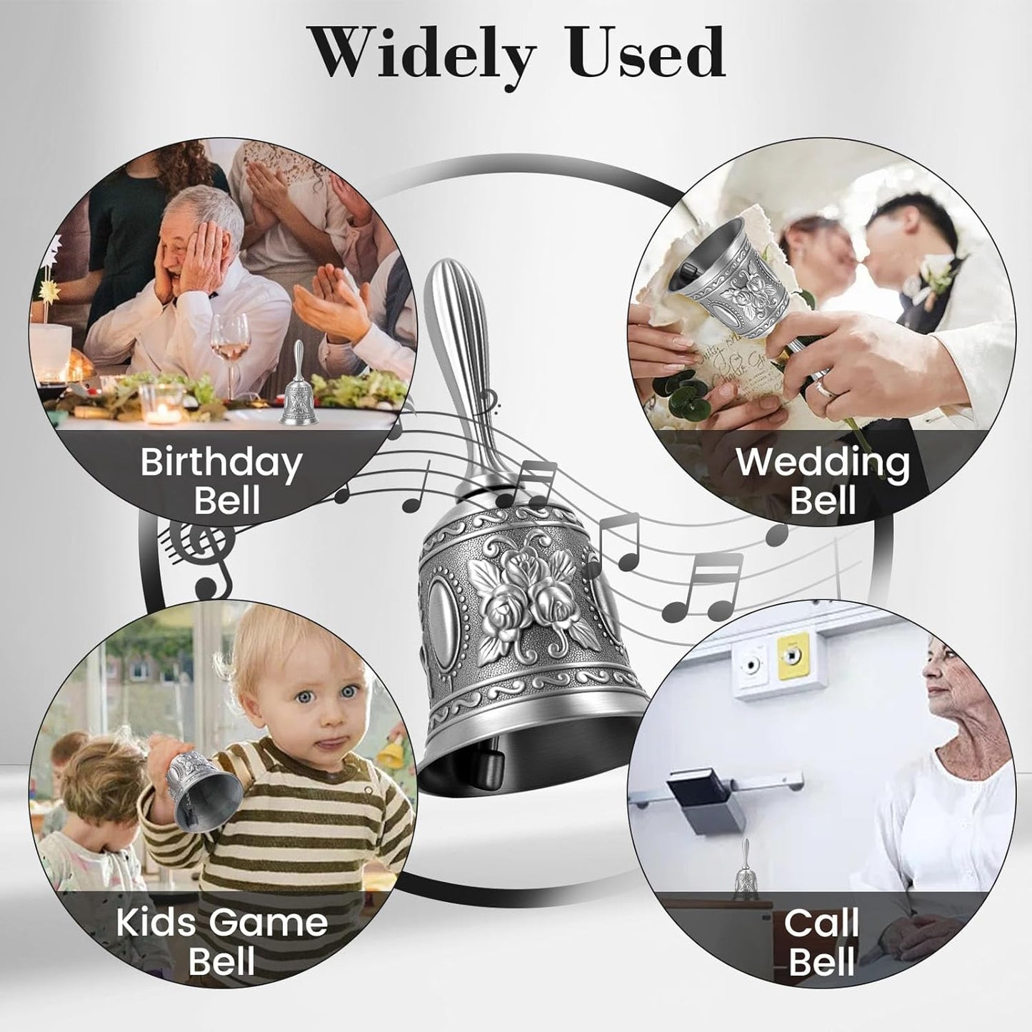 DomeStar Silver Hand Bell Call Bell Brass Wedding Bells