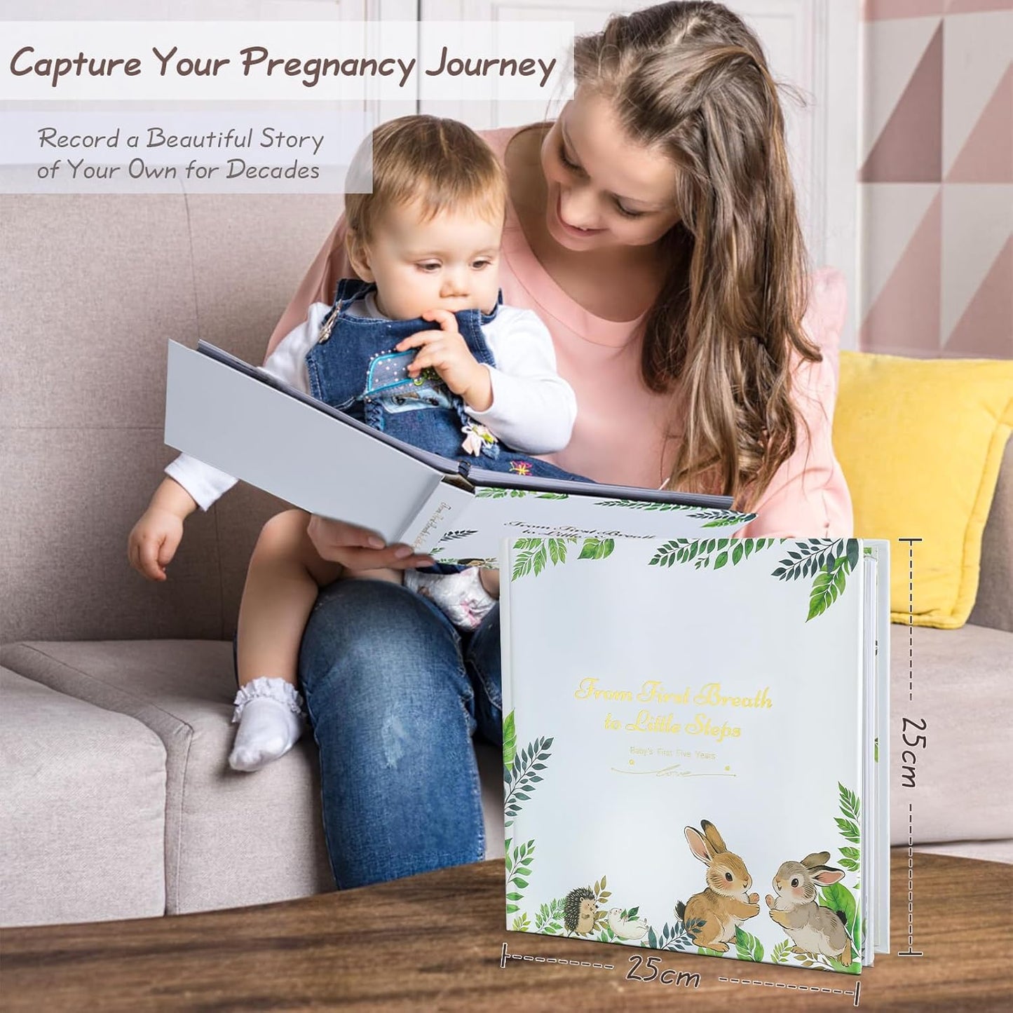 Orzbow Baby Memory Book for Boys and Girls, Timeless First 5 Year Baby Keepsake Book, Gender Neutral Journal Scrapbook Photo Album, Record a Milestone for every Event from Birth to Age 5