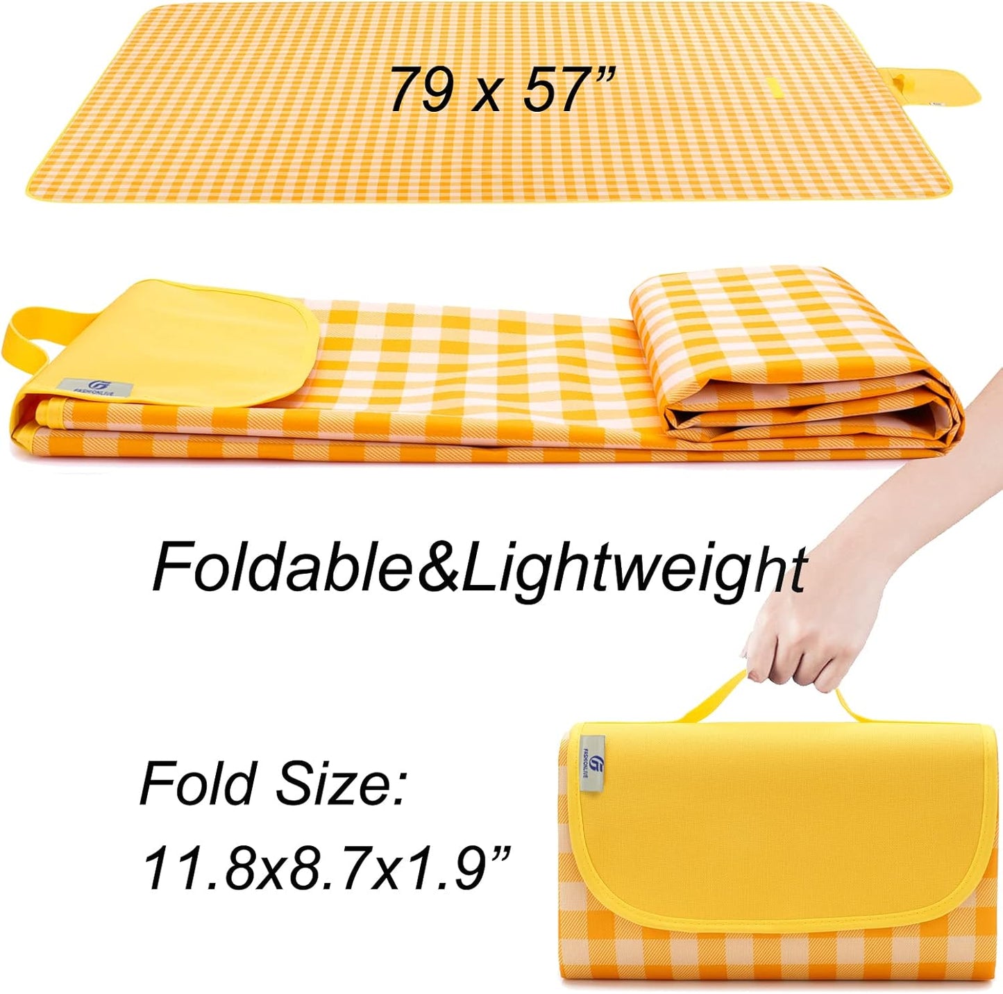Picnic Blanket Beach Mat Extra Large Sandproof Waterproof Camping Blanket Portable Travel Blanket Play Mat for Outdoor Indoor Family Women Men Kids Beach BBQ Park Grass, 79"x57"