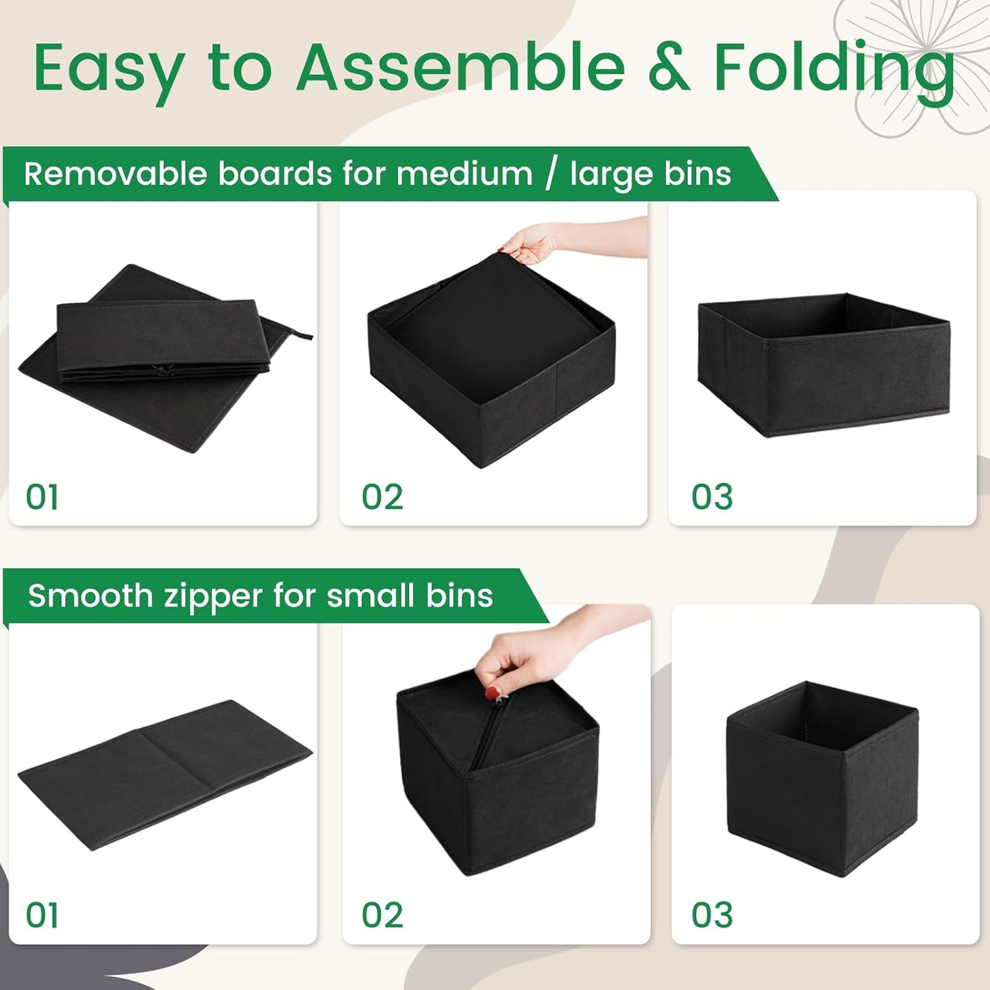 Criusia 16 Pack Underwear Drawer Organizer, Drawer Organizer Clothes, Foldable Cloth Storage Box Closet Dresser Drawer Divider Organizer for Clothes, Scarves (Black)