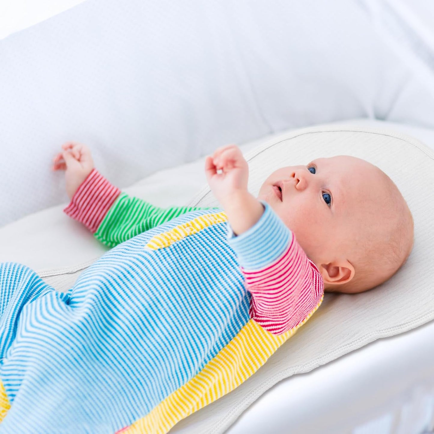 3 Pcs Changing Pad Liners Fits in Peanut Shape Changing Pad Waterproof Diaper Mats Organic Cotton Peanut Mats are Warm on a Baby's Back, Washable Reusable(Simple Style,White)