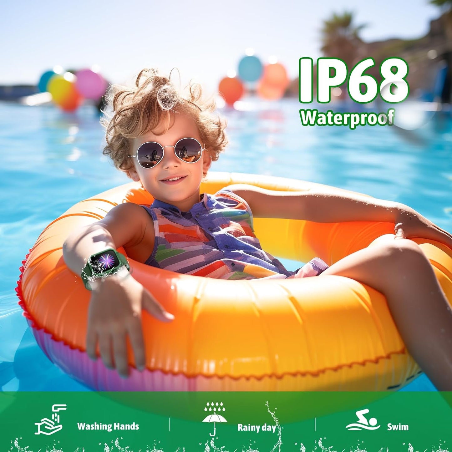 Smart Watch for Kids No Phone Needed, Tempered Glass Fitness Tracker Boy Teens with 19 Sport Modes, Pedometer, Sleep Monitor, Kids Watch Birthday Gifts Toy Gift for Girls Boys 6-16 (Green)