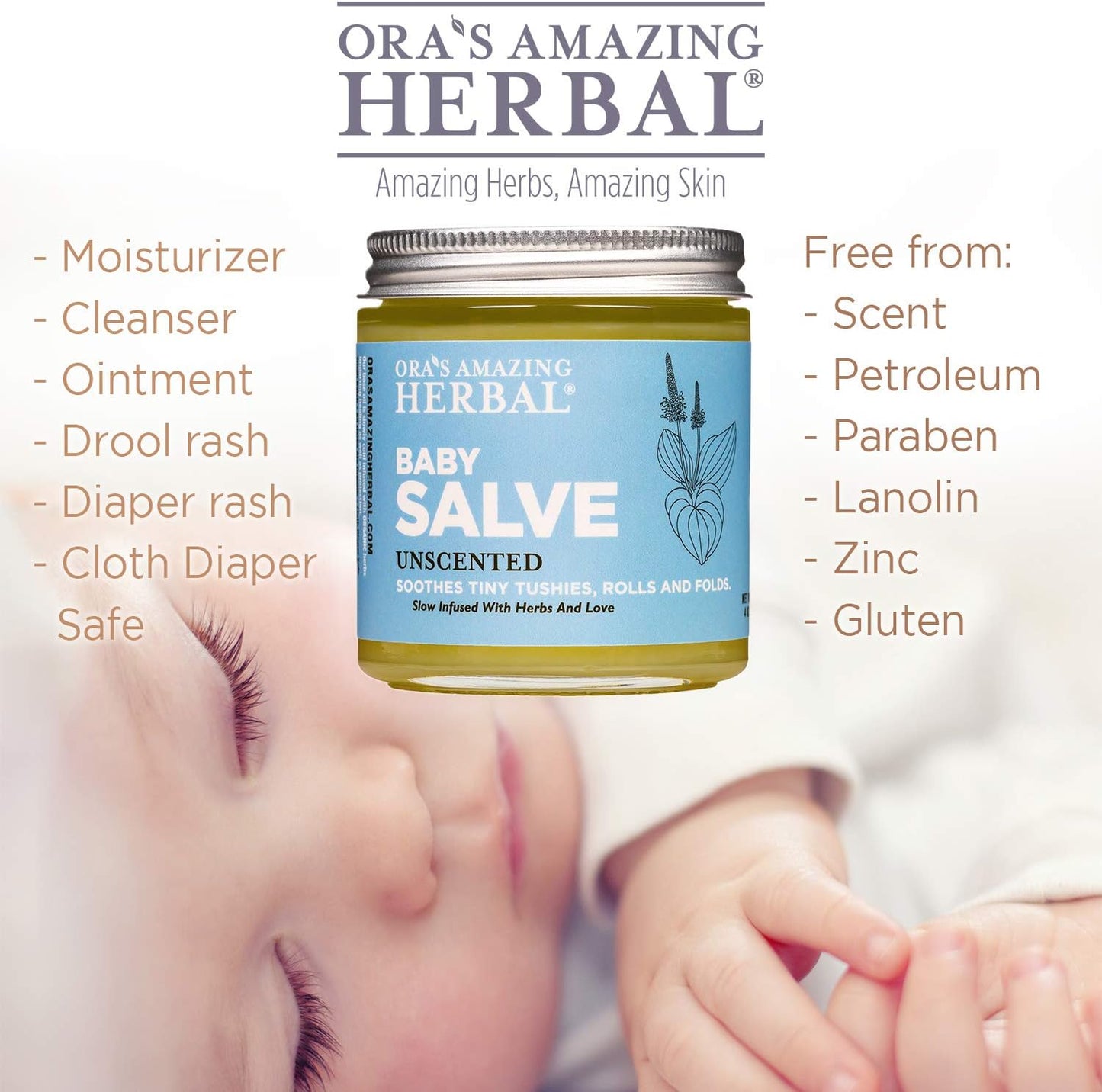 Baby Salve, Diaper Balm, Baby Ointment, Newborn Salve, Natural Baby Care with Calendula, Set of 1 and 4 oz Jars for Diaper Bag and Home